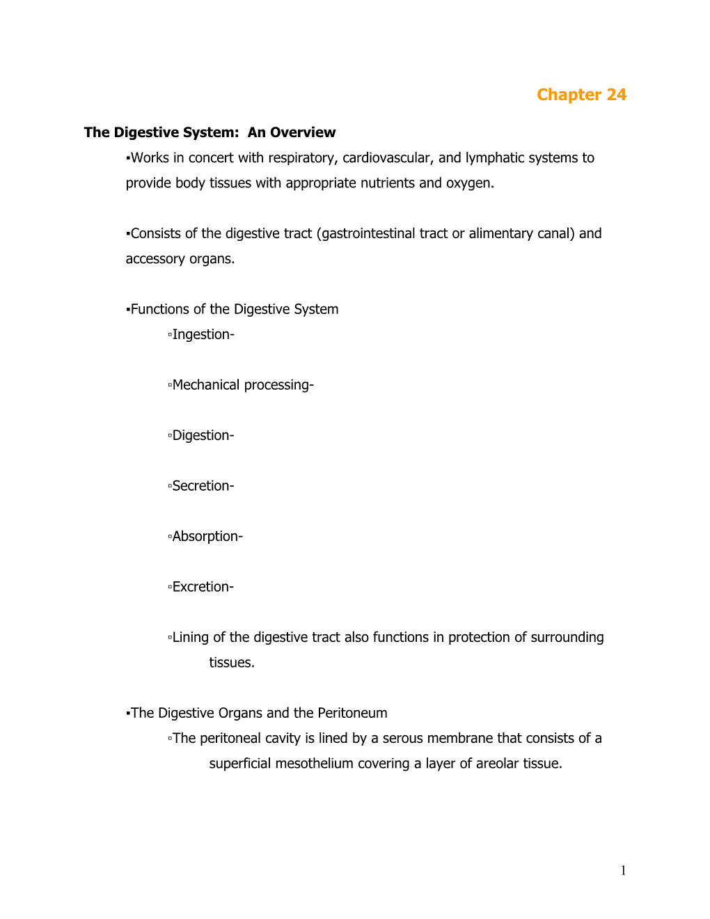 The Digestive System: an Overview