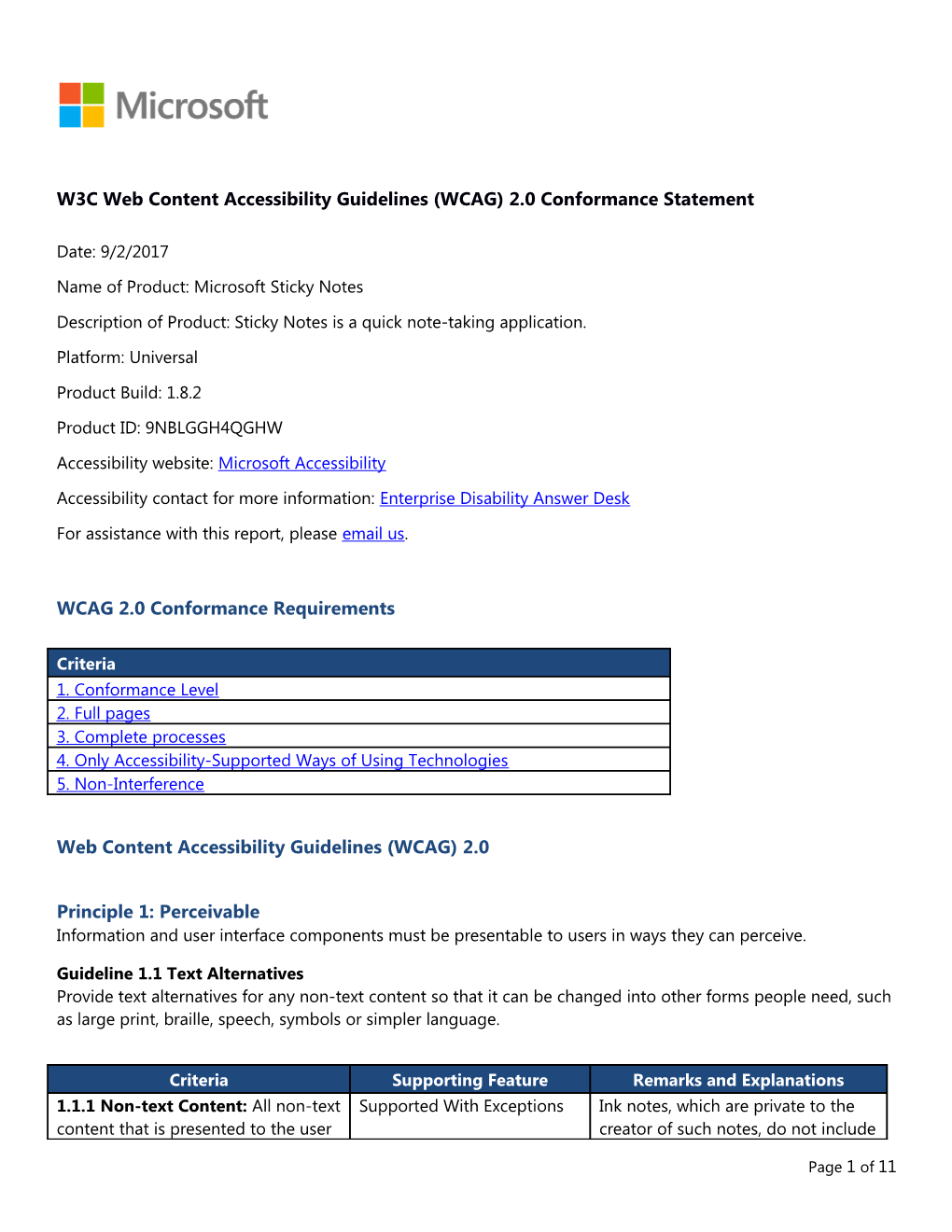 W3C Web Content Accessibility Guidelines (WCAG) 2.0 Conformance Statement s5