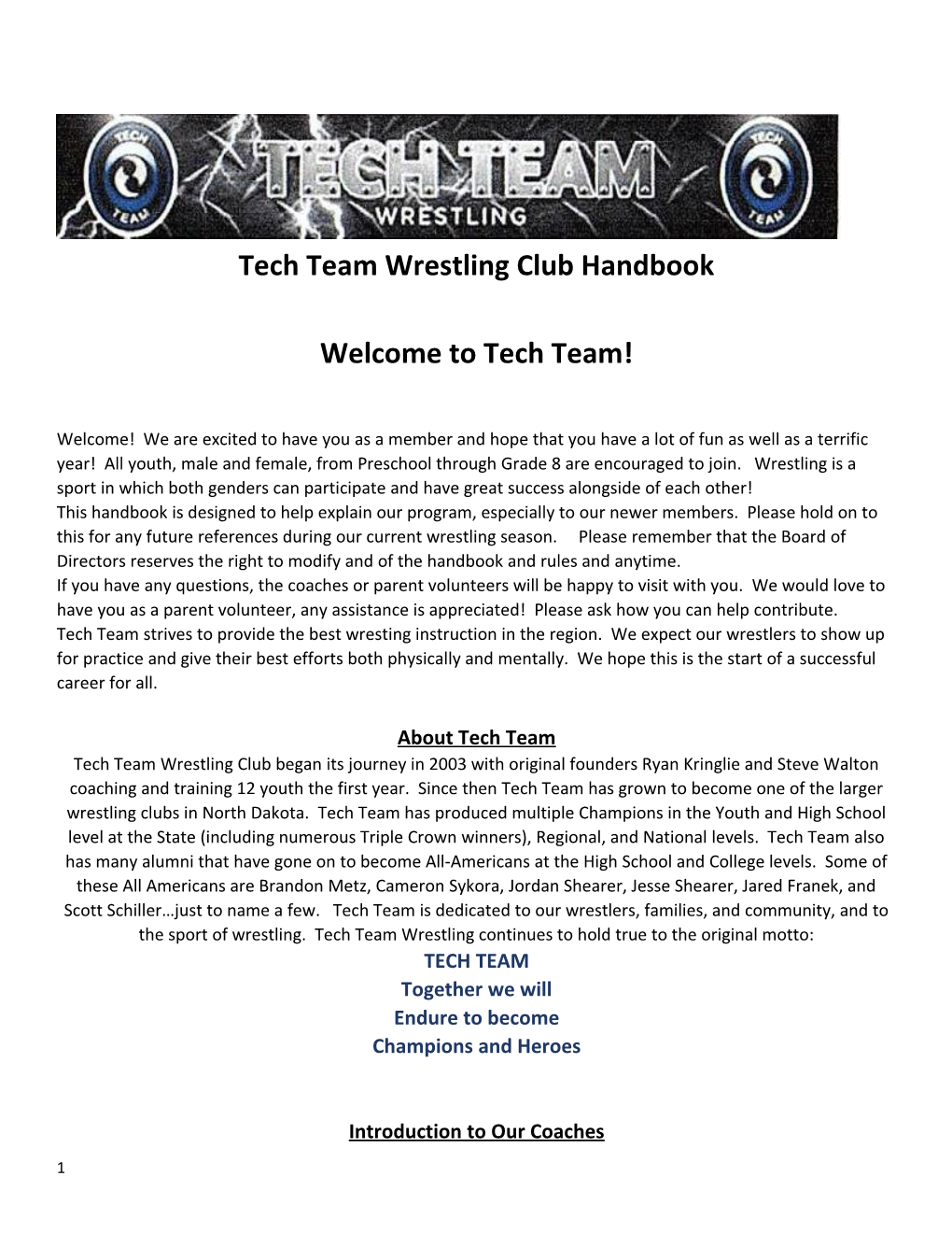 Tech Team Wrestling Club Handbook