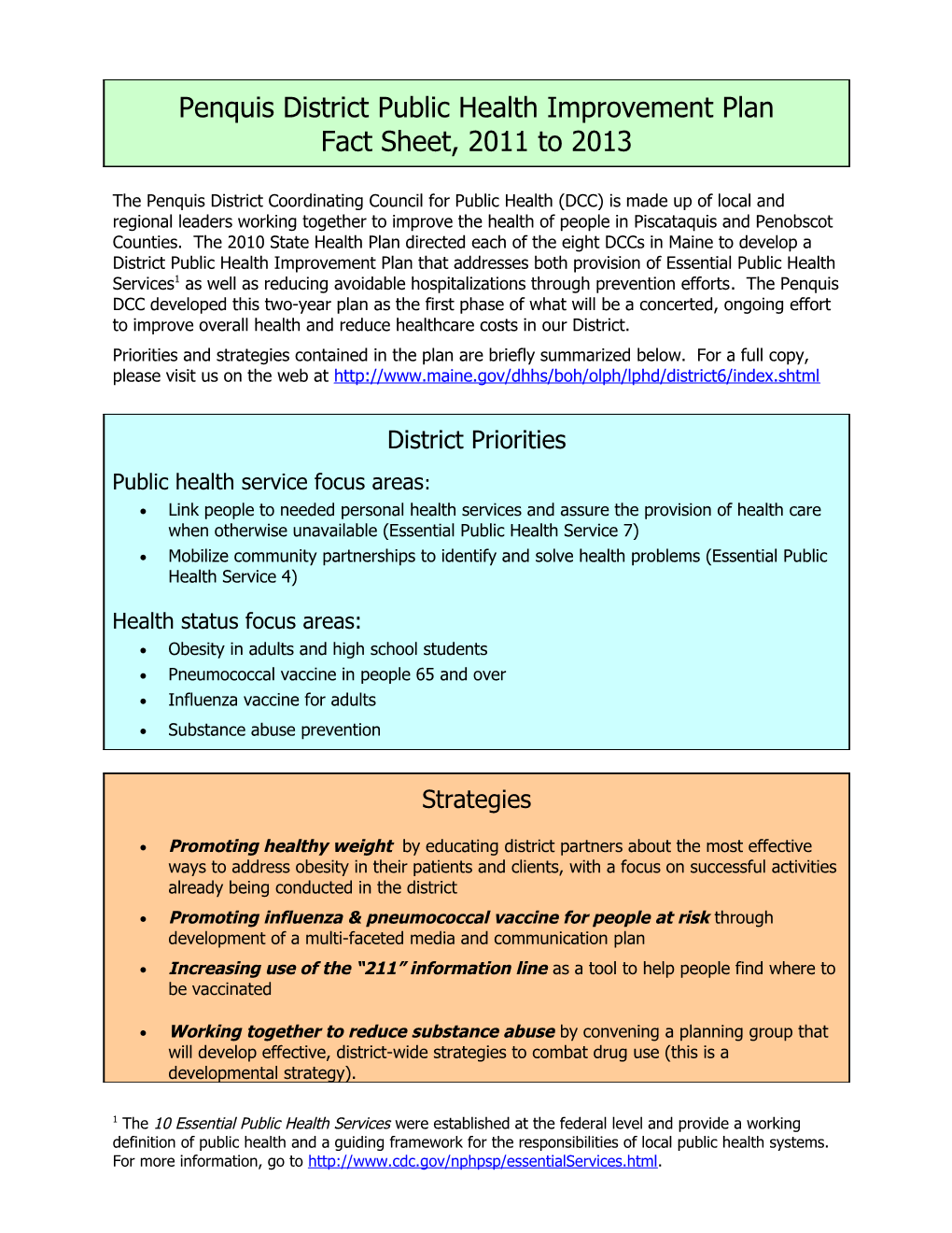 Penquis District Public Health Improvement Plan