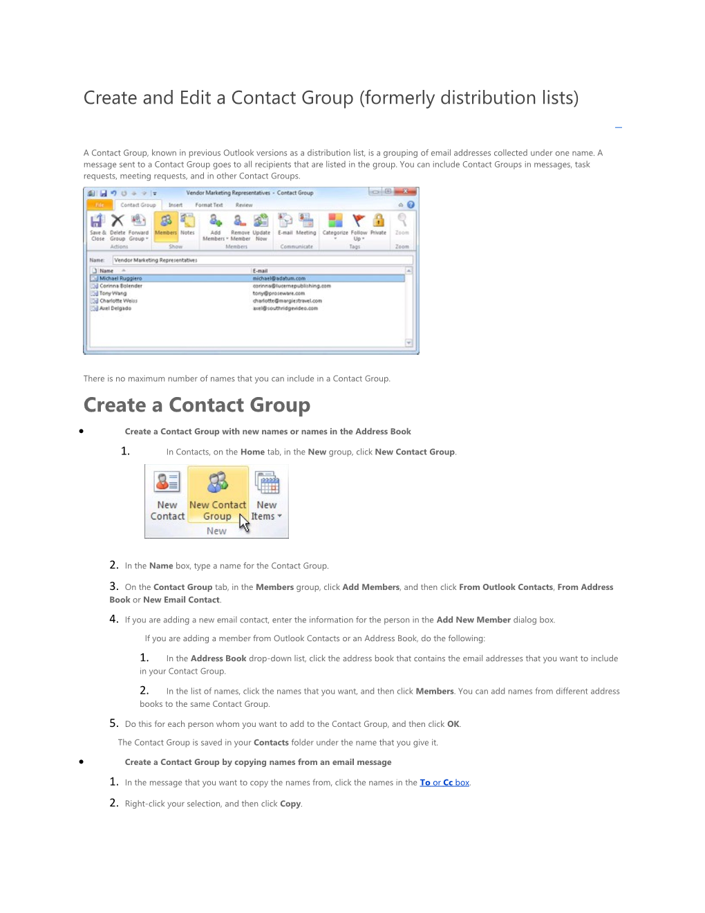 Create and Edit a Contact Group (Formerly Distribution Lists)