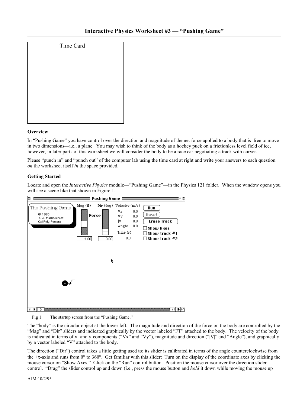 Interactive Physics Worksheet #3 Pushing Game