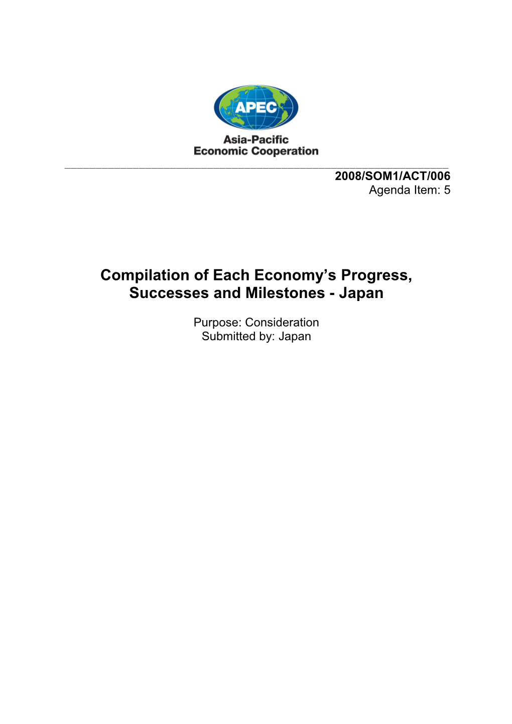 Compilation of Each Economy S Progress, Successes and Milestones - Japan