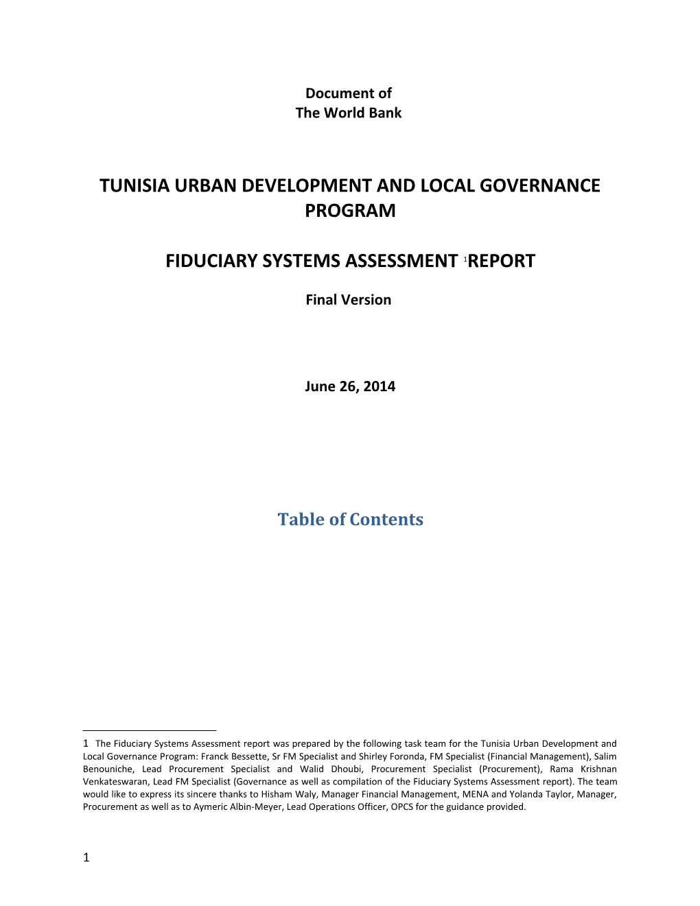 Tunisia Urban Development and Local Governance Program