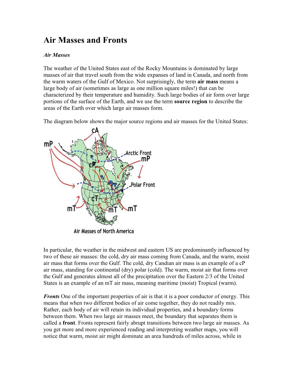 Air Masses and Fronts