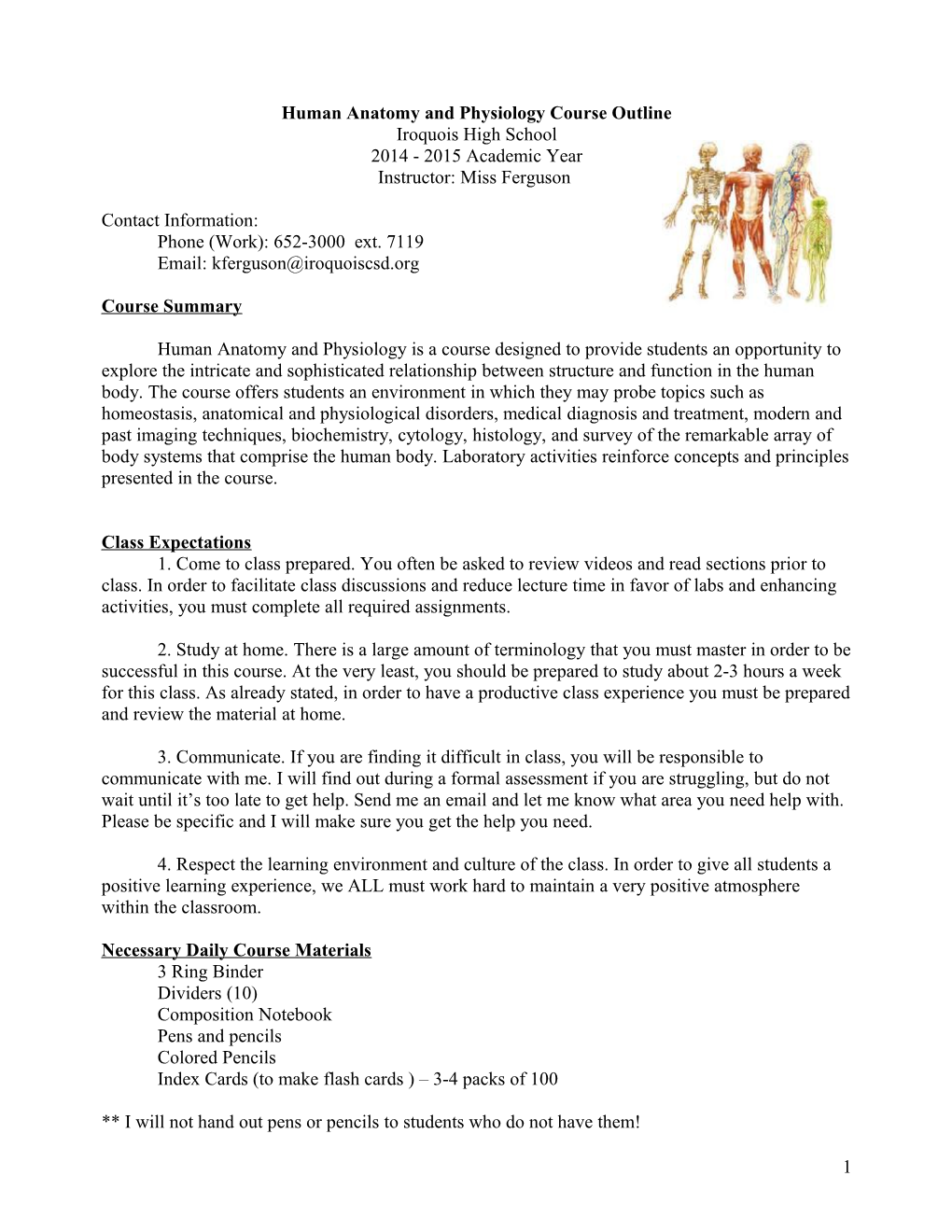 Living Environment Course Outline