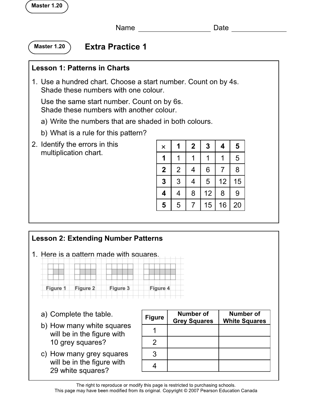 Lesson 2: Extending Number Patterns
