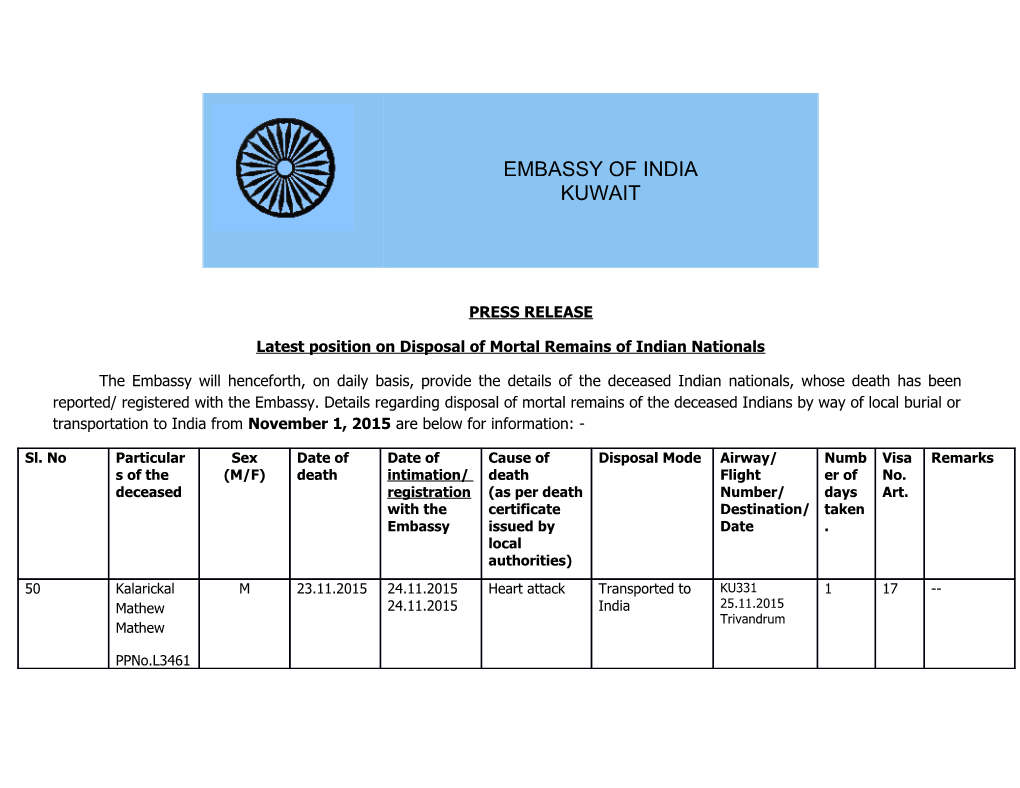 Latest Position on Disposal of Mortal Remains of Indian Nationals s2