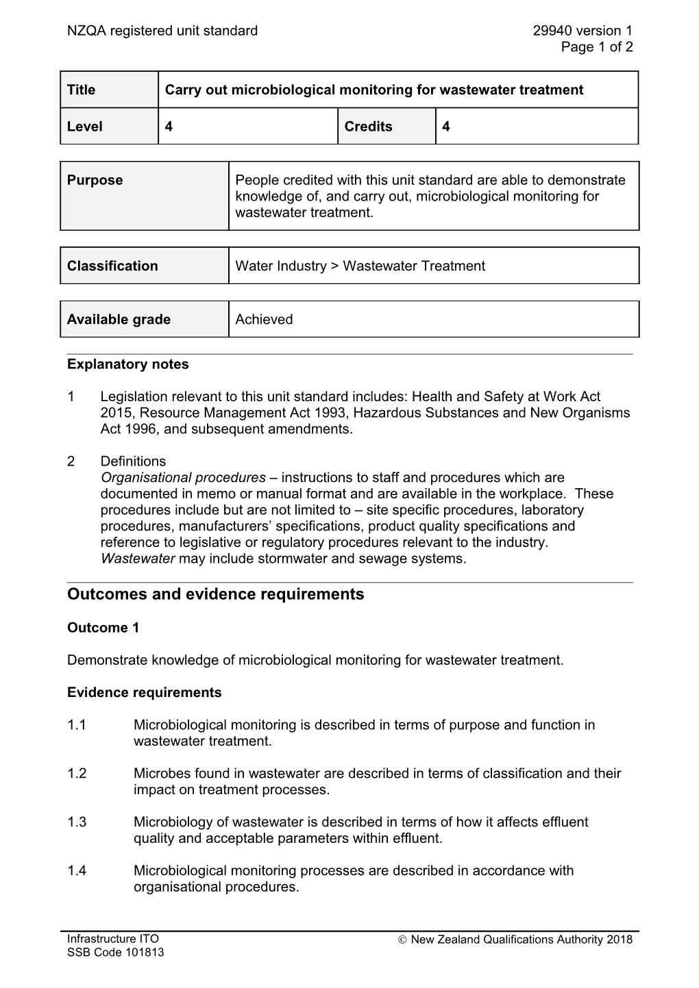 29940 Carry out Microbiological Monitoring for Wastewater Treatment