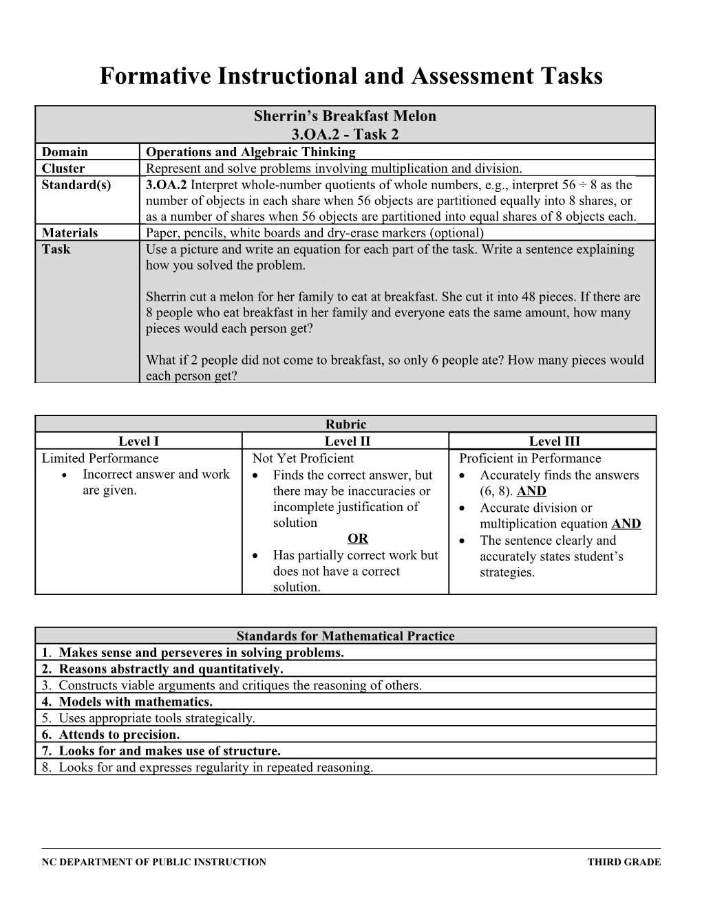Formative Instructional and Assessment Tasks s12