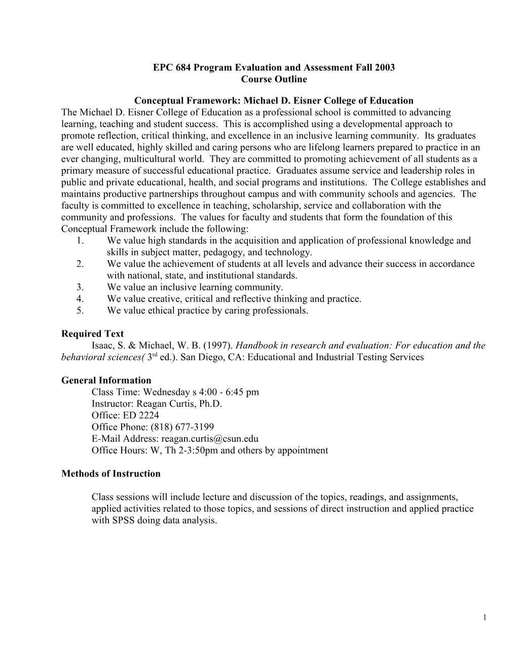 EPC 684 Program Evaluation and Assessment