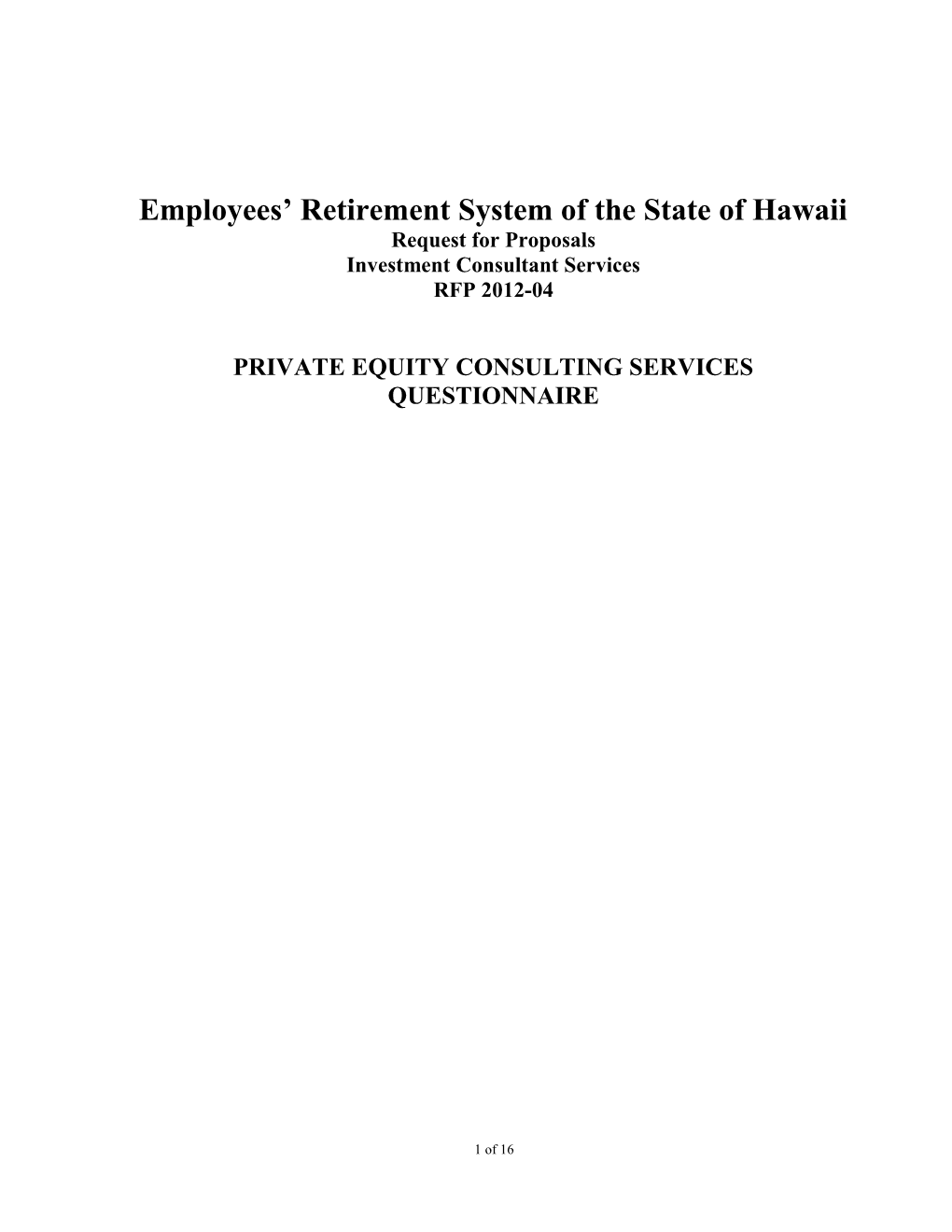 Employees Retirement System of the State of Hawaii