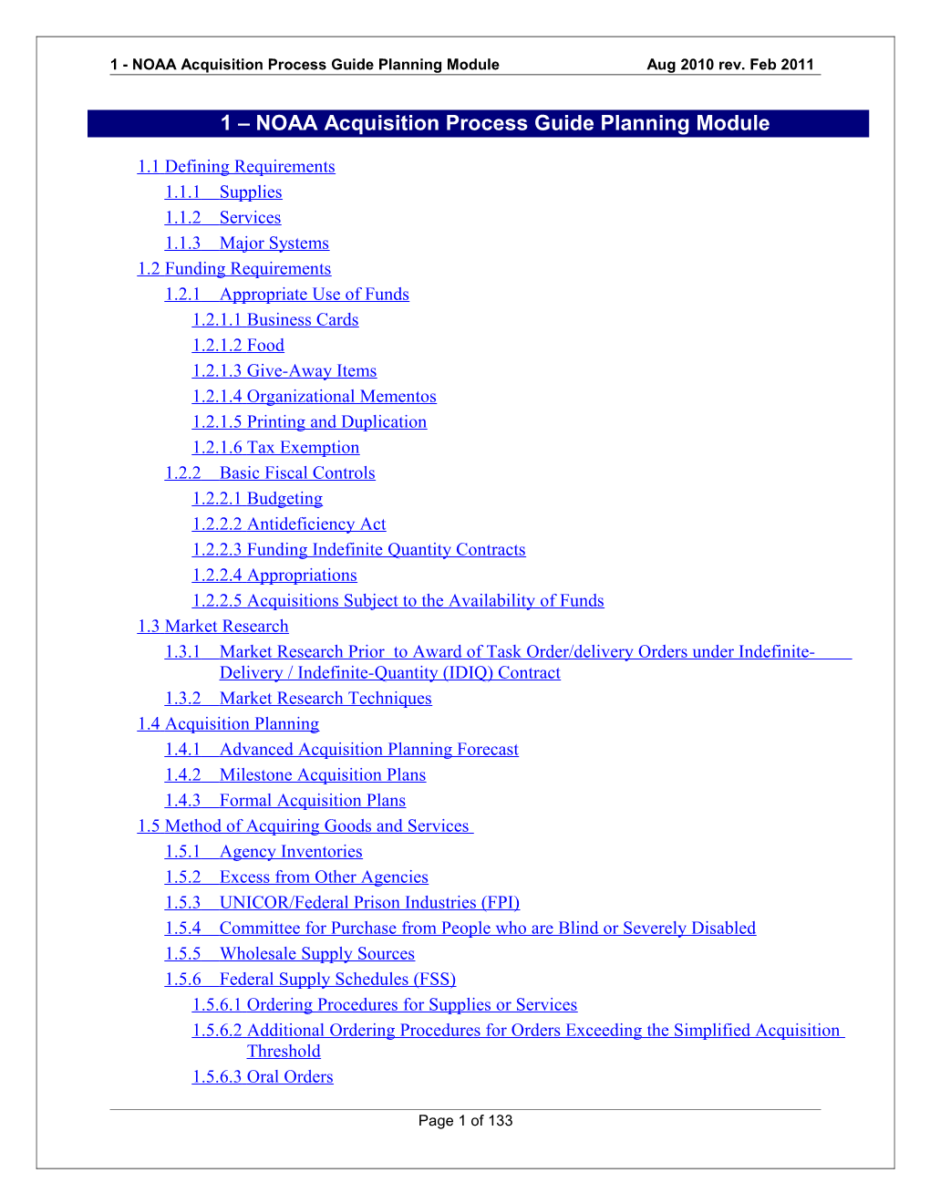 1 - NOAA Acquisition Process Guide Planning Module Aug 2010 Rev. Feb 2011