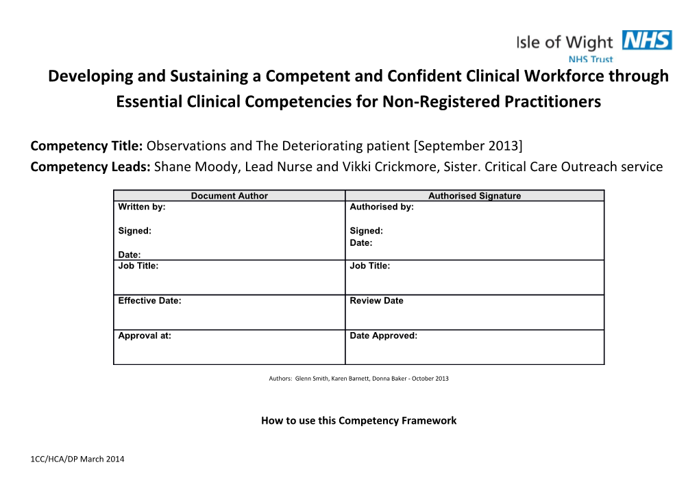 Developing and Sustaining a Competent and Confident Clinical Workforce Through Essential