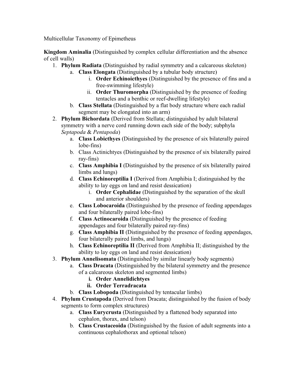 Taxonomy of Epimetheus