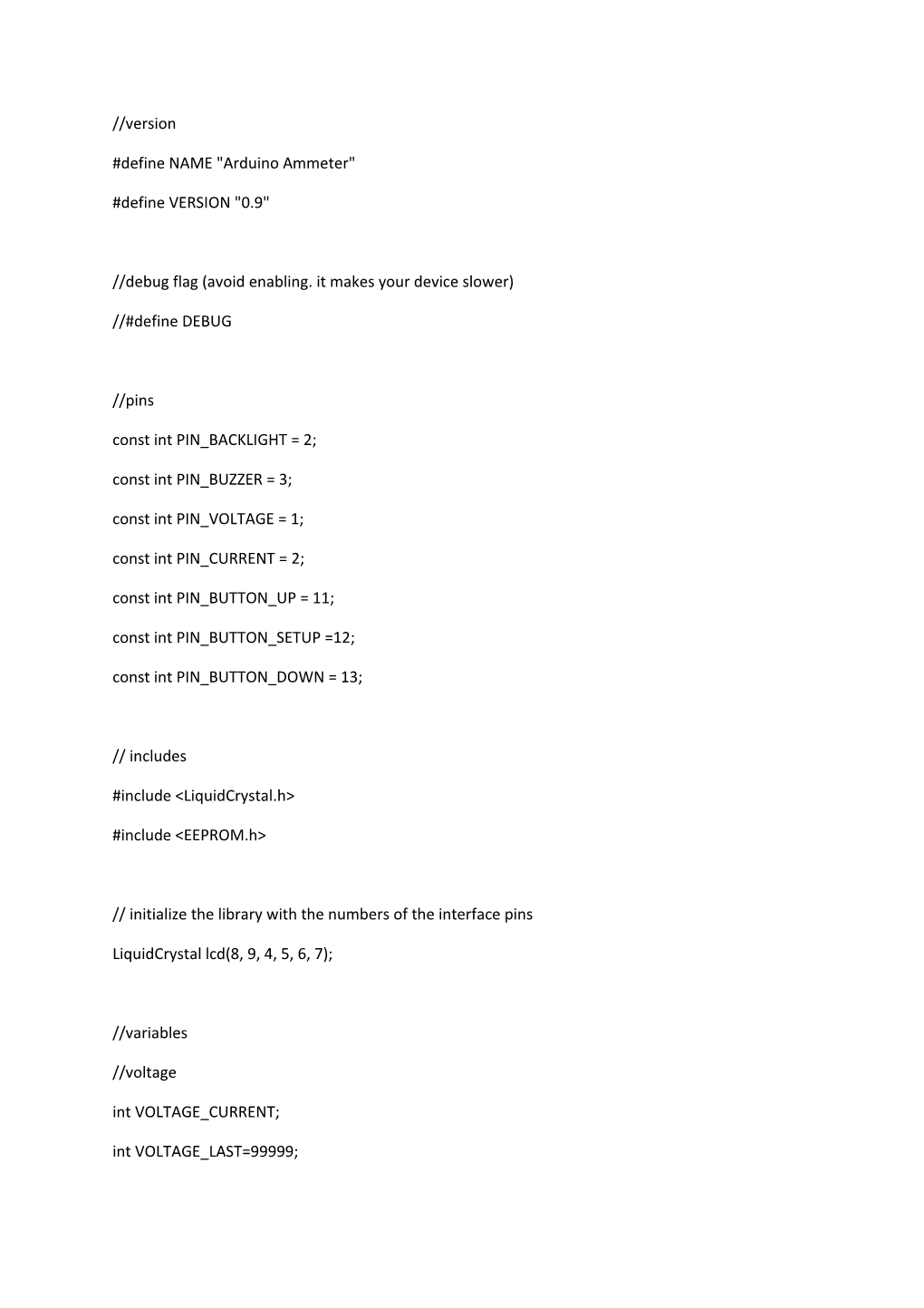 Define NAME Arduino Ammeter