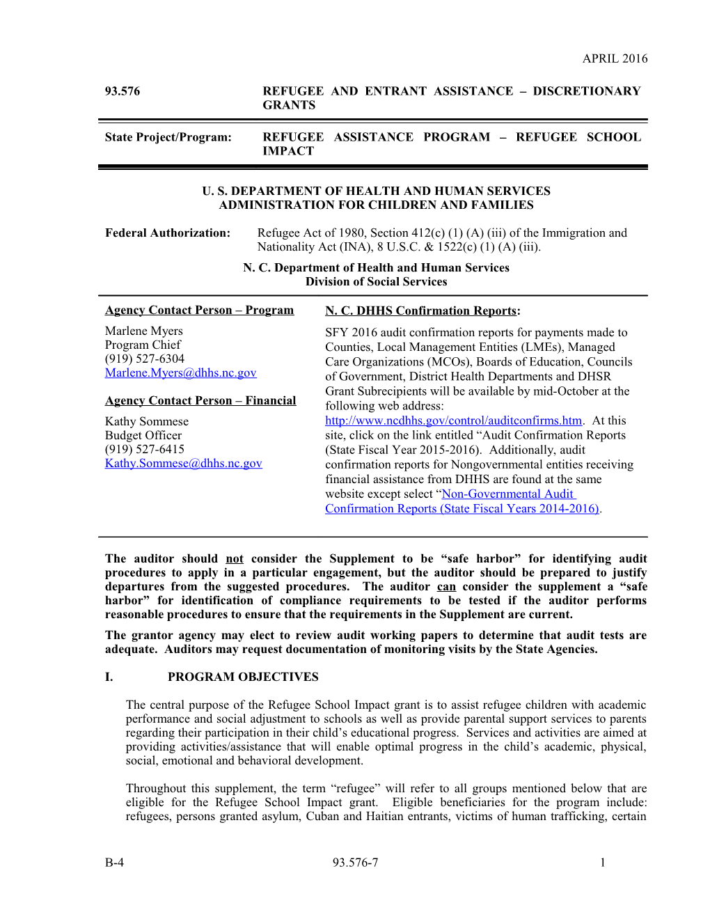 Template for Federal Program Compliance Supplements 2002