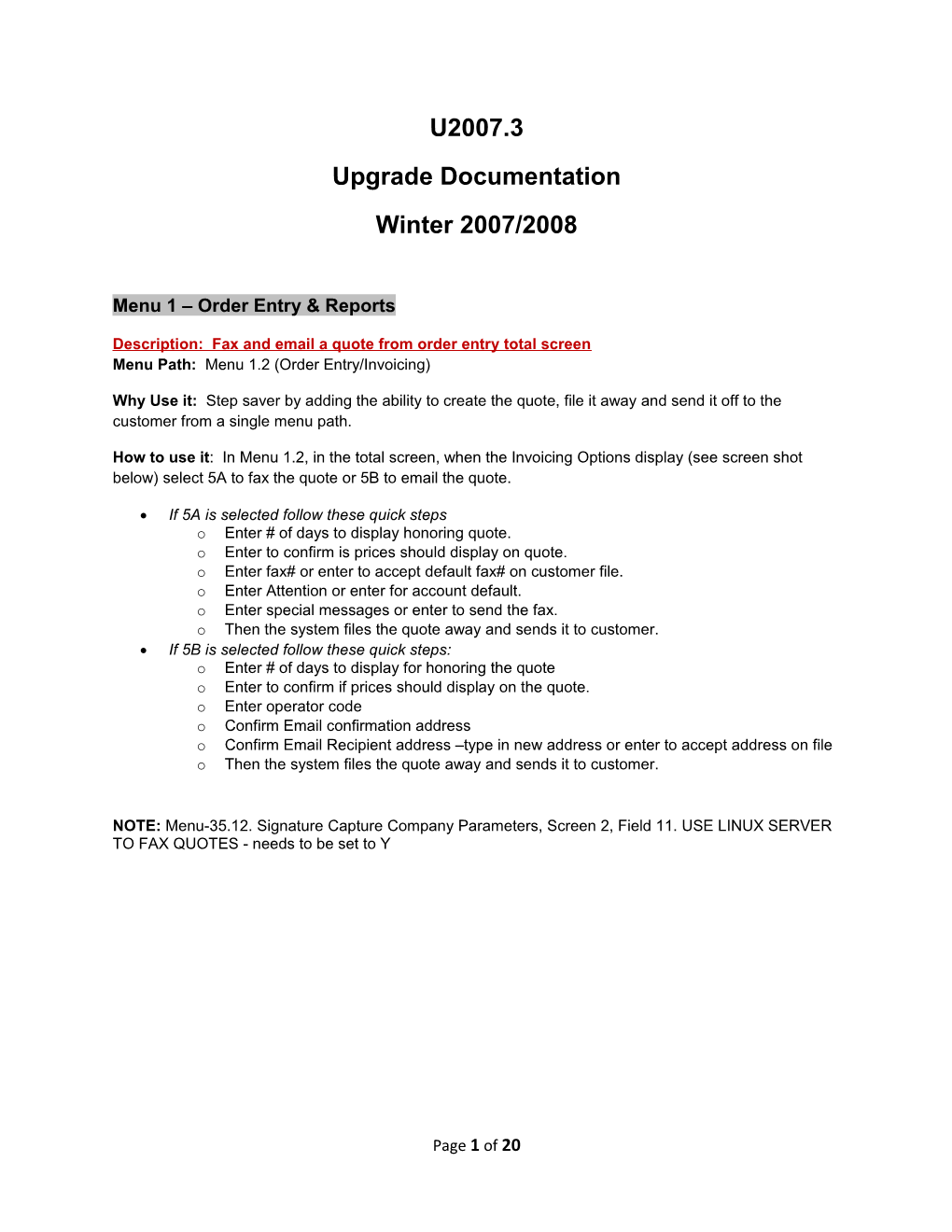 Upgrade Documentation