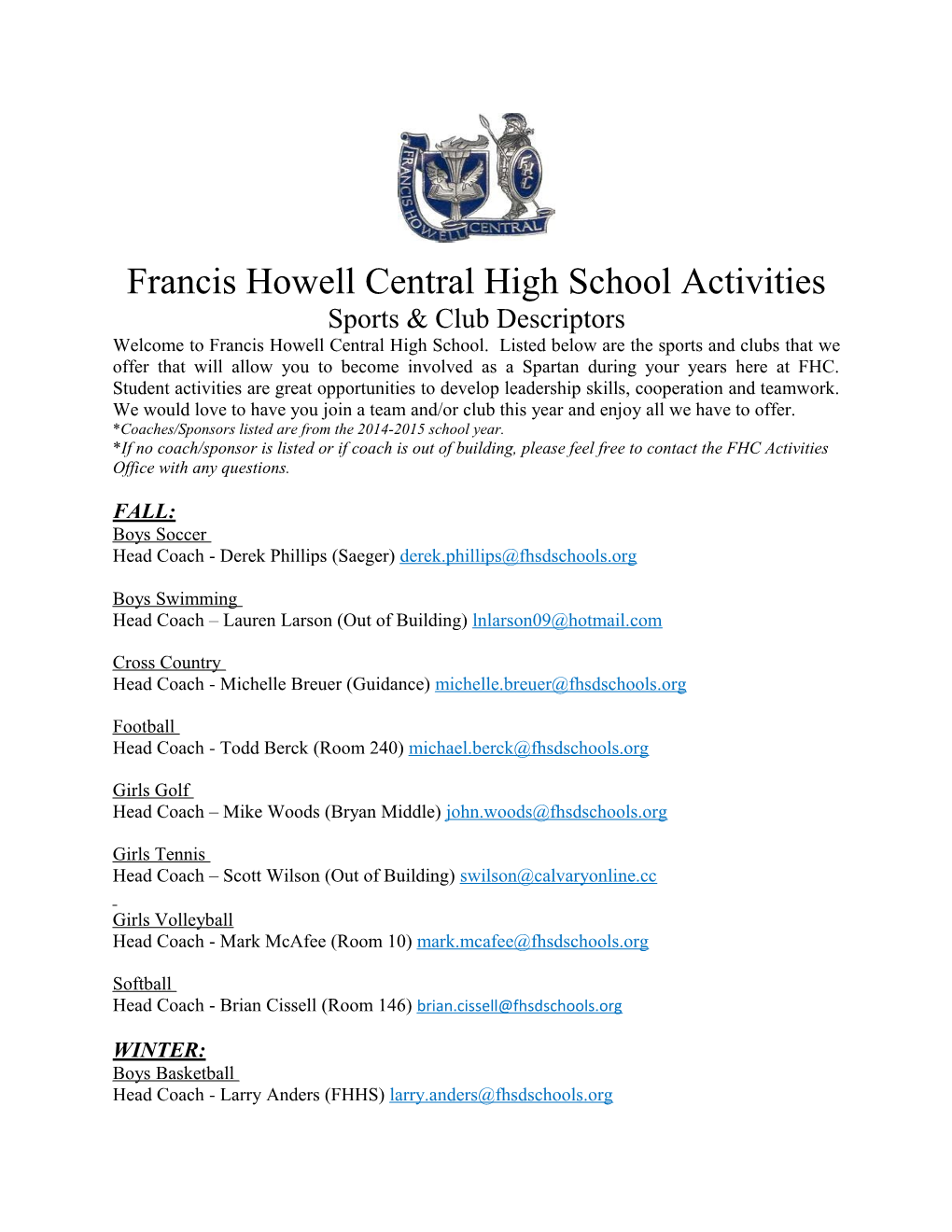 Francis Howell Central High School Activities