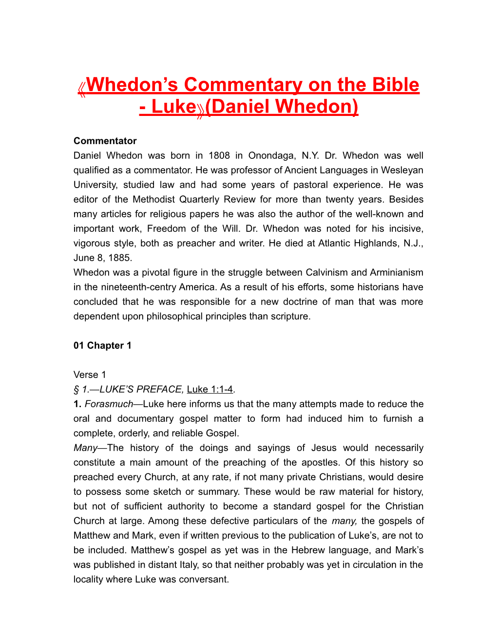 Whedon S Commentary on the Bible - Luke (Daniel Whedon)