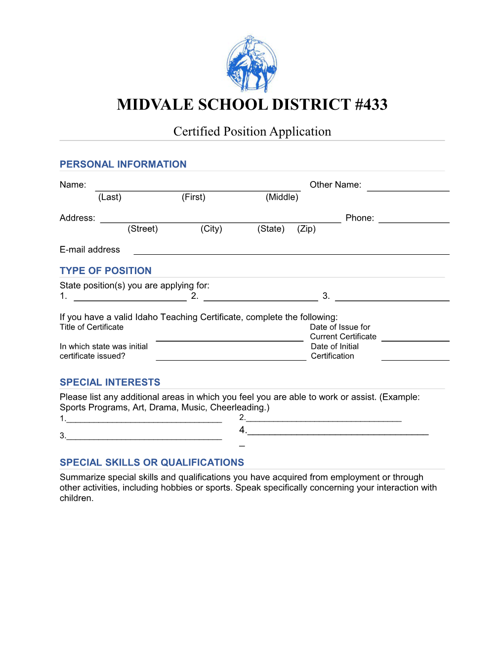 Midvale School District #433