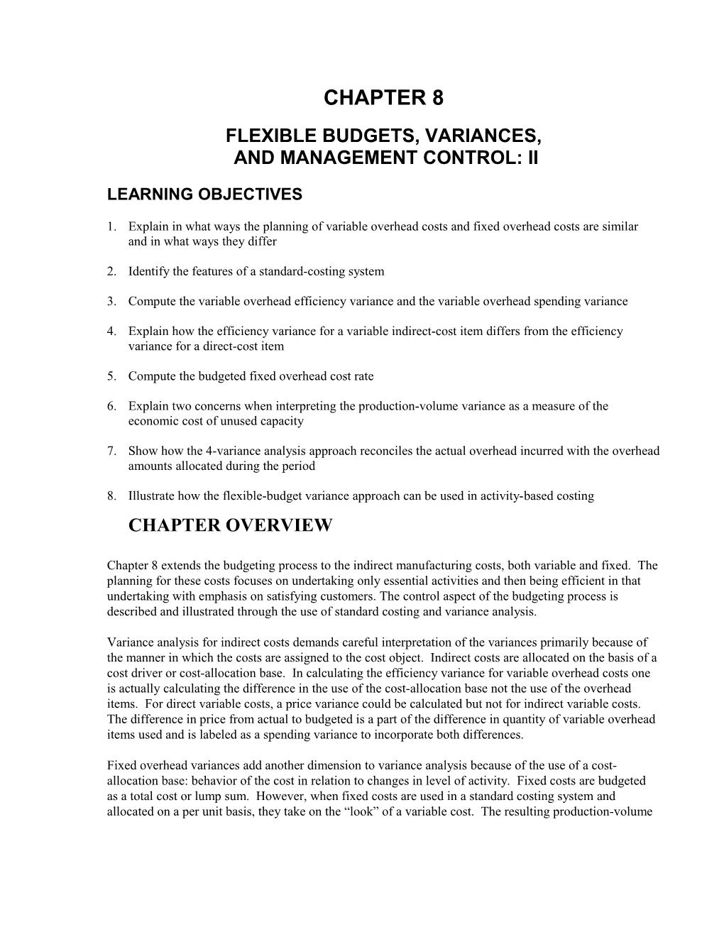 Flexible Budgets, Variances