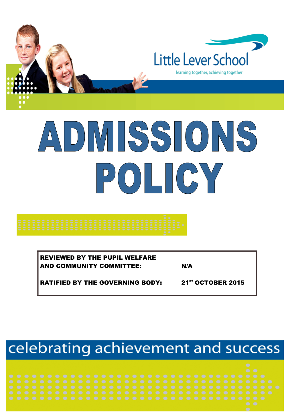 Little Lever School Specialist Language College Admissions Policy