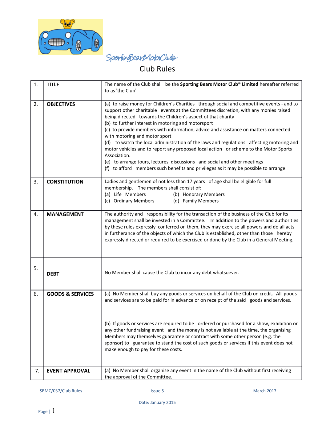 SBMC/037/Club Rules Issue 5March 2017 Date: January 2015