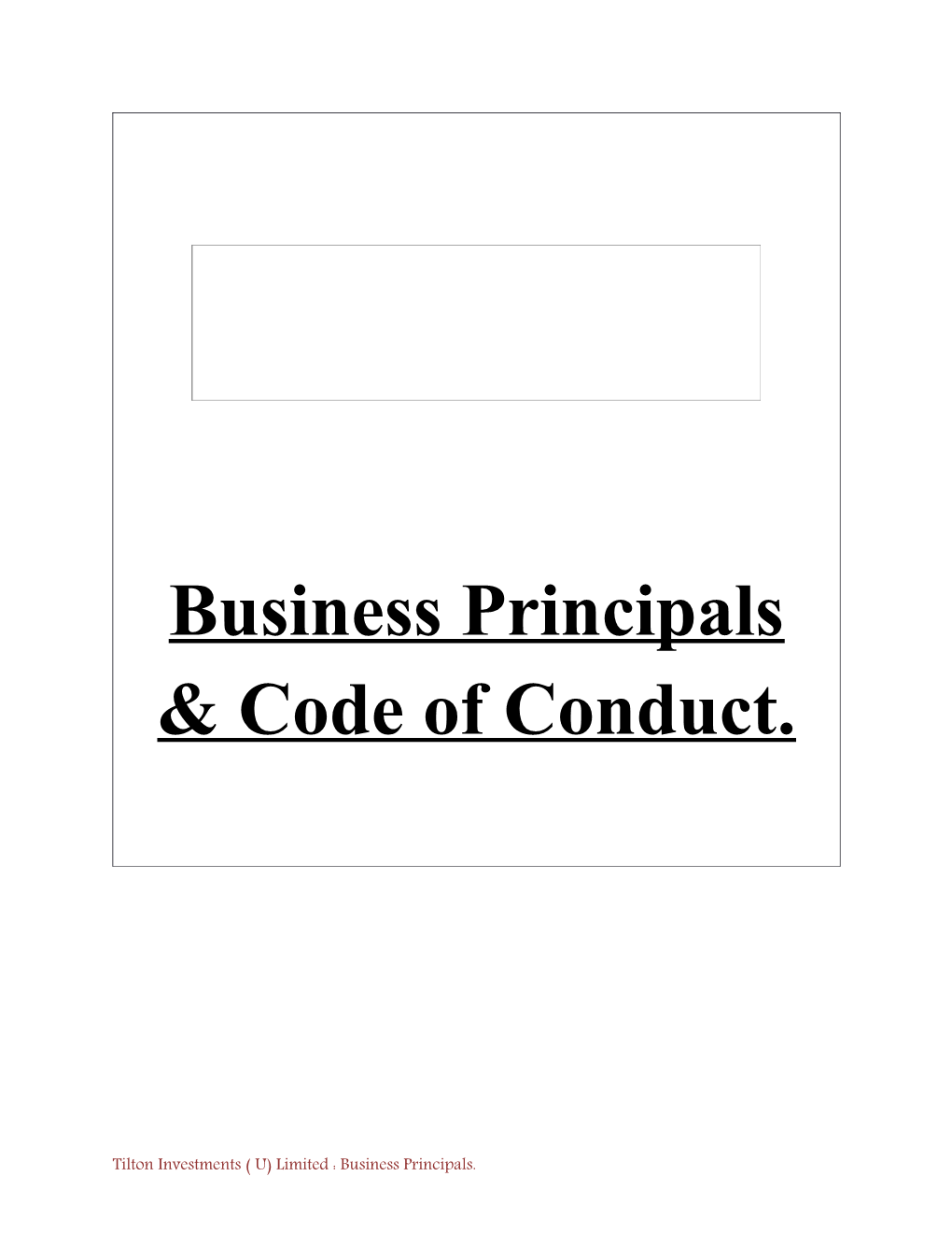 Business Principals & Code of Conduct