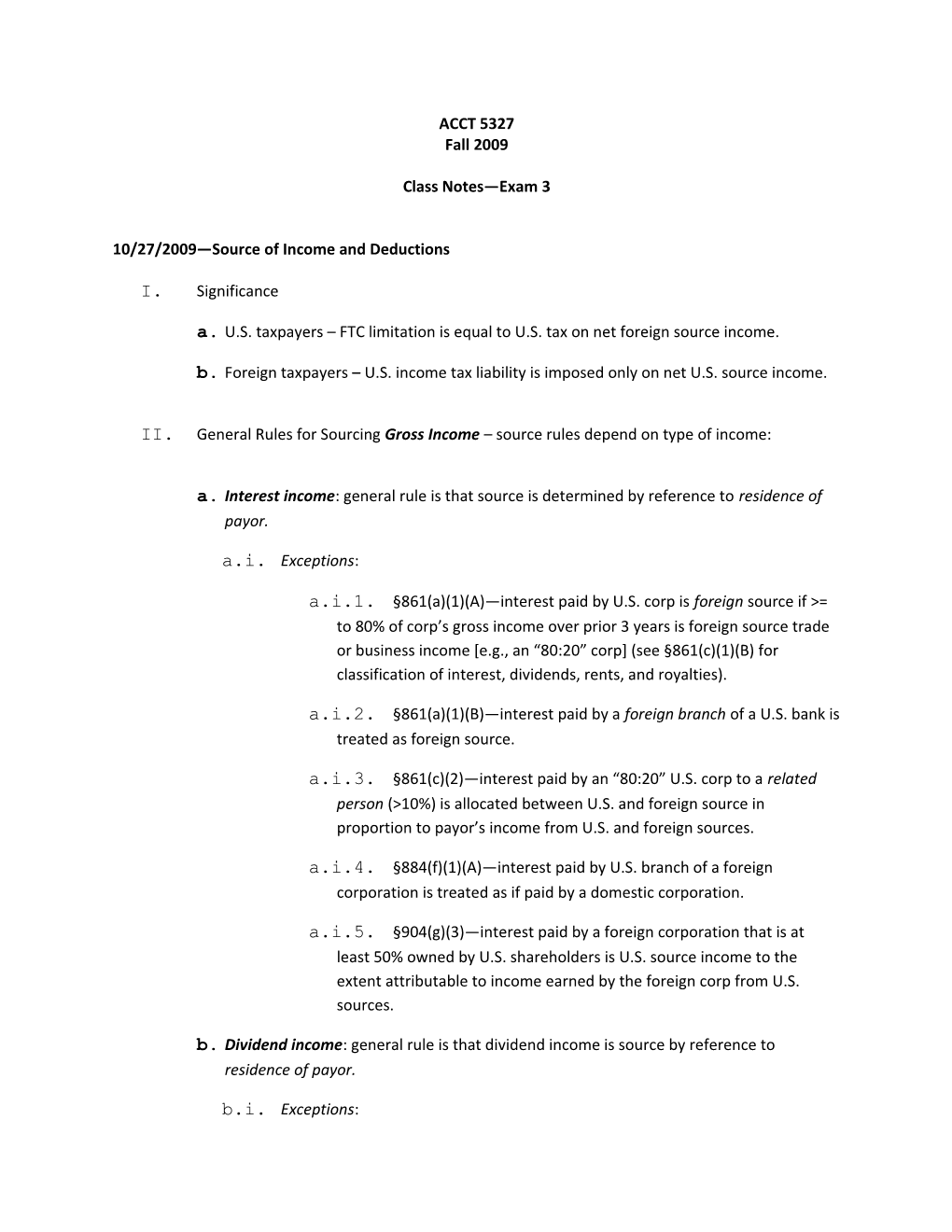 10/27/2009 Source of Income and Deductions