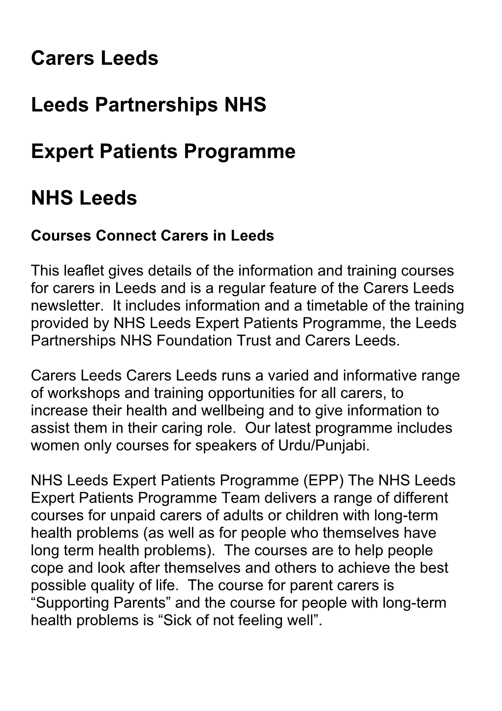 Leeds Partnerships NHS