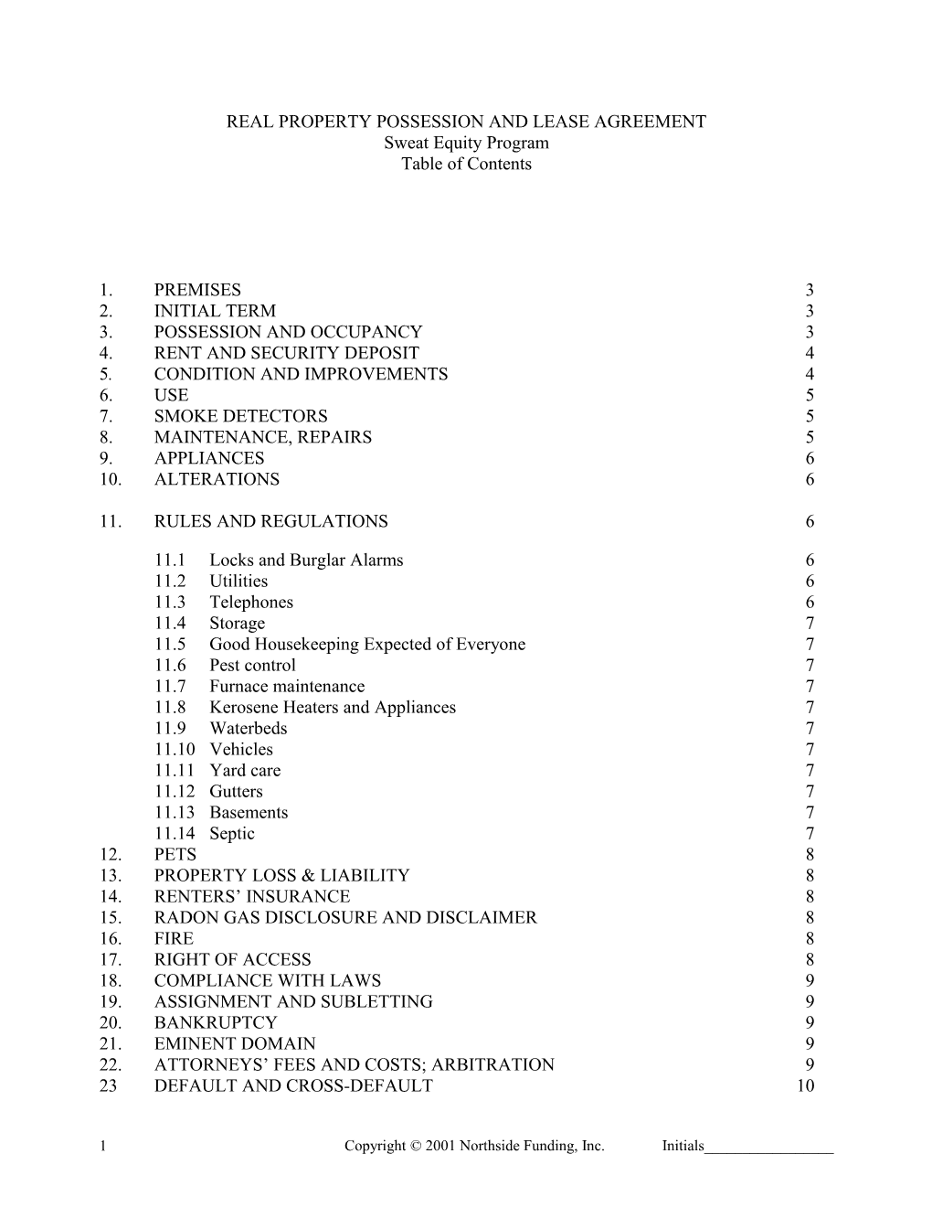 Real Property Possession and Lease Agreement s1