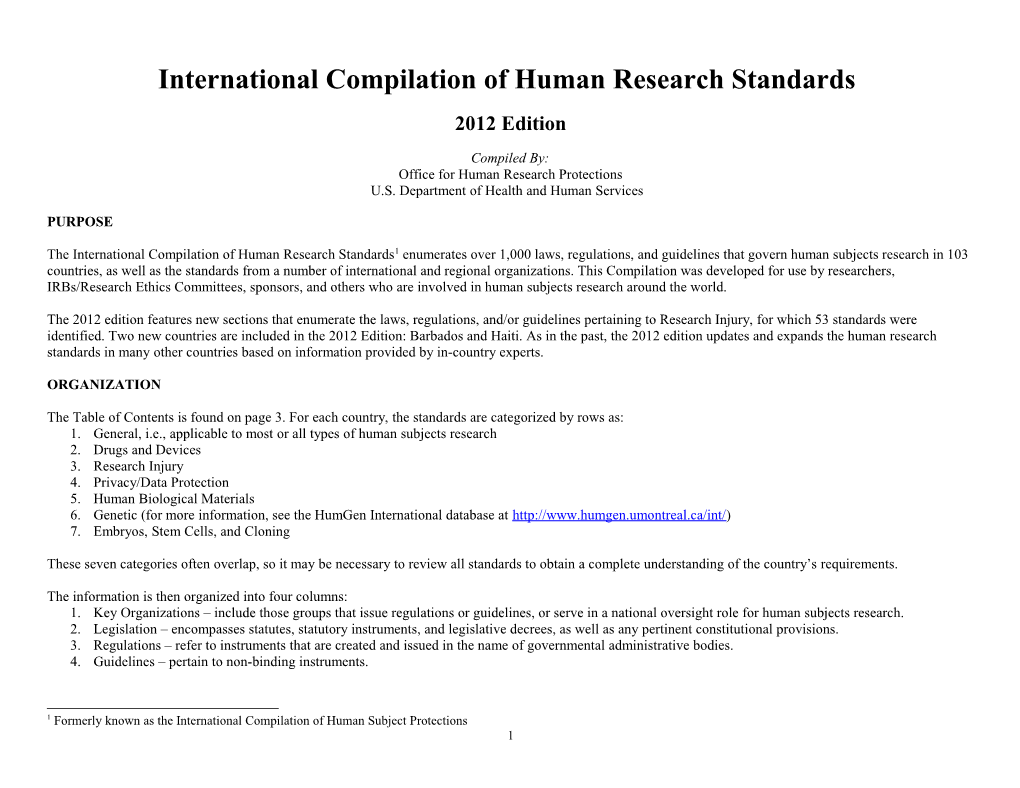 Compilation of International Human Subject Protections