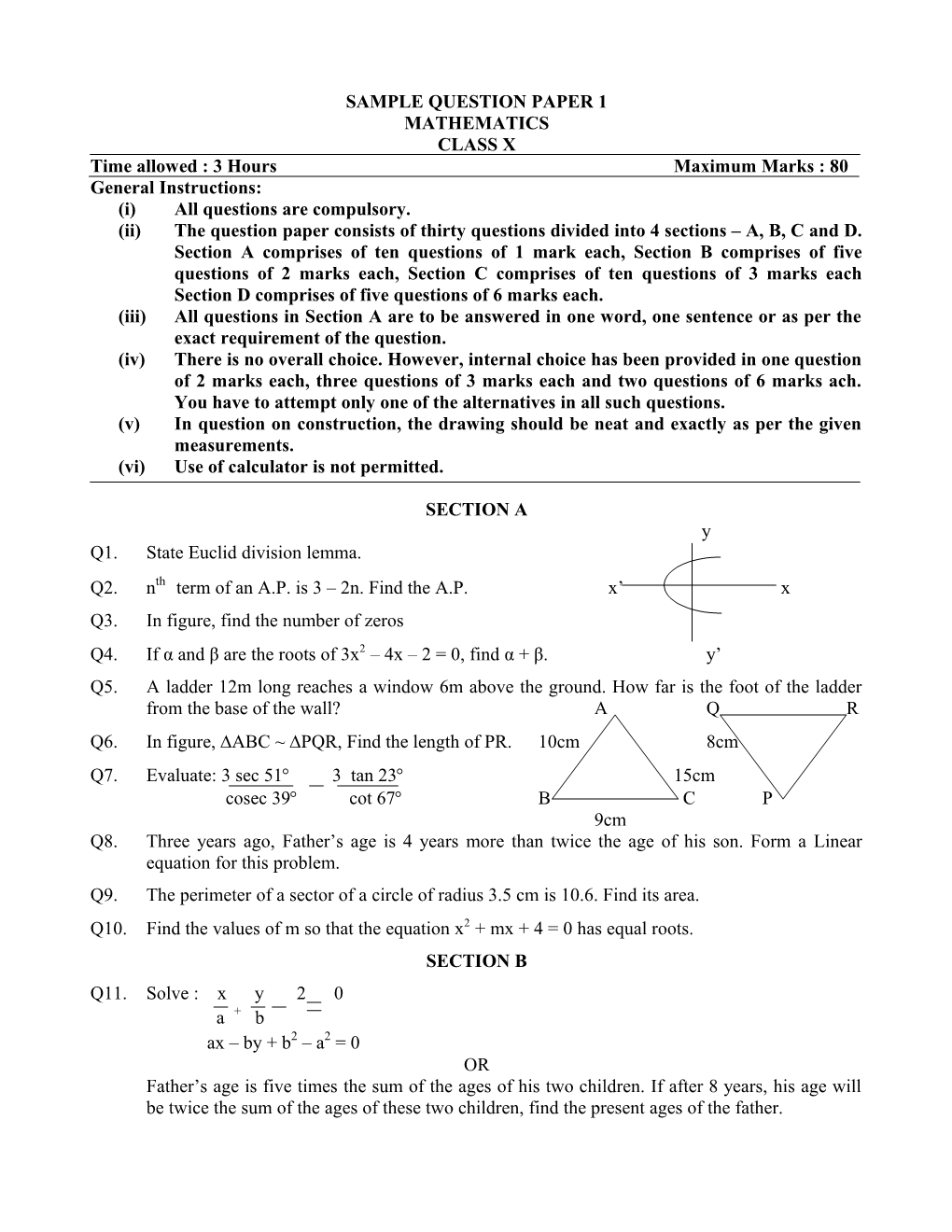 Sample Question Paper 1