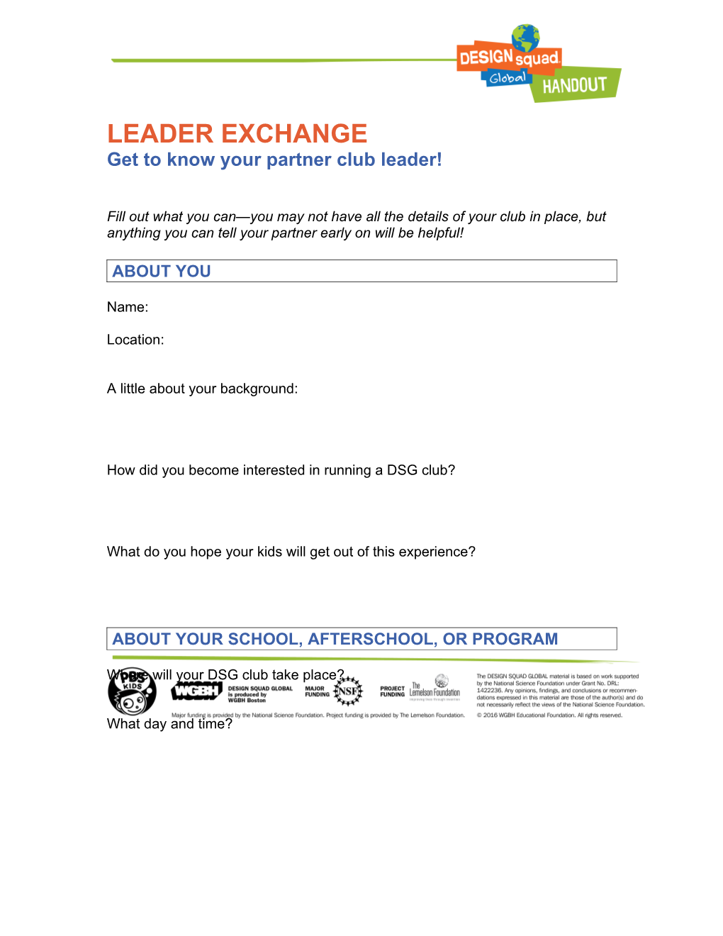 Leader Exchange Handout Continued