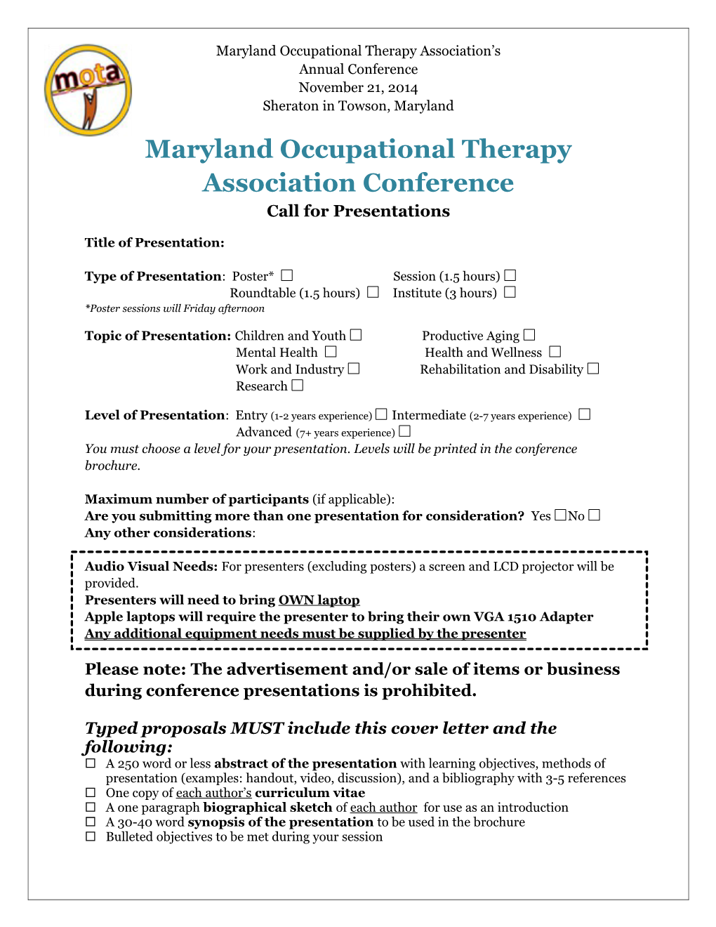 Maryland Occupational Therapy Association Conference