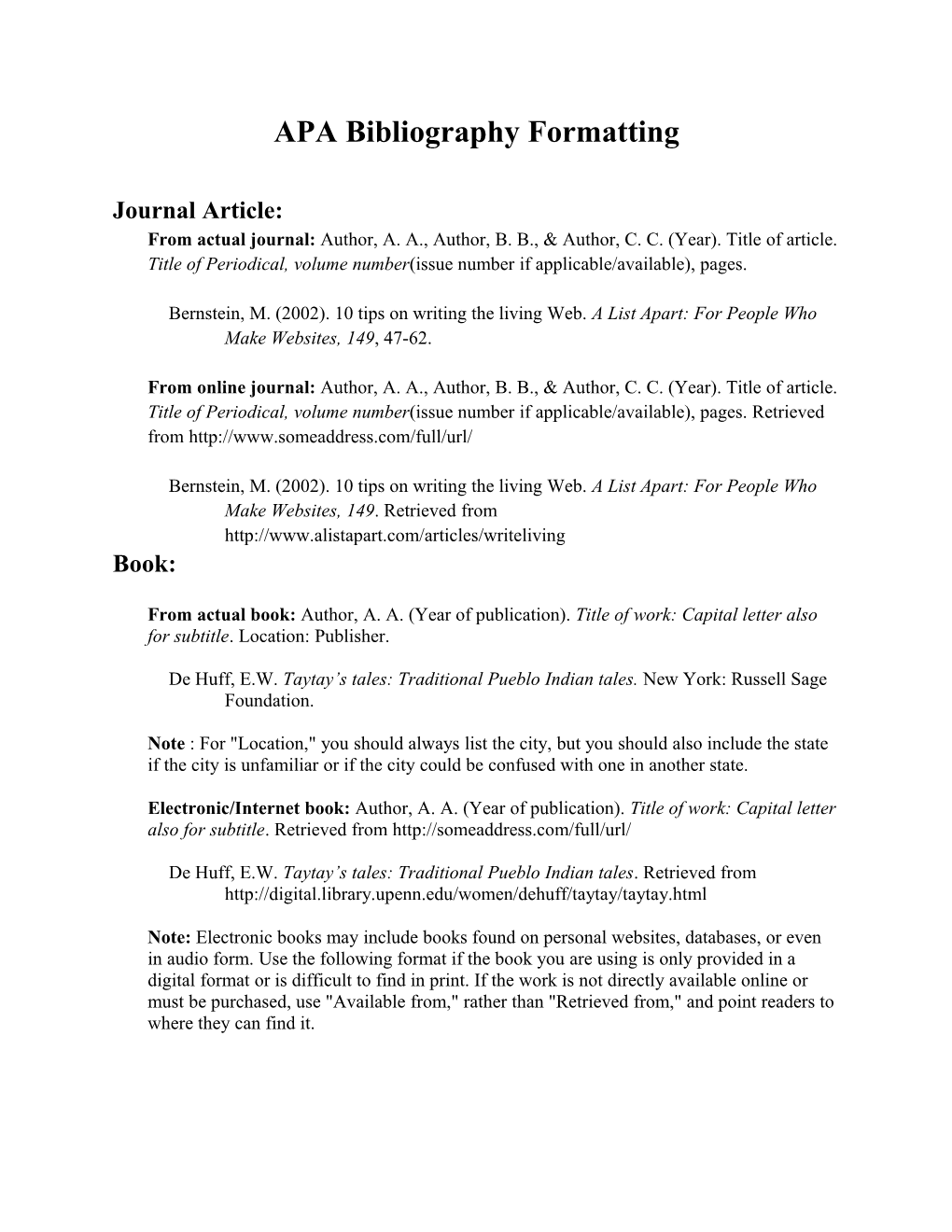 APA Bibliography Formatting