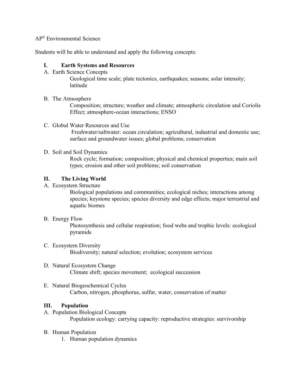 AP Environmental Science Course Outline s1