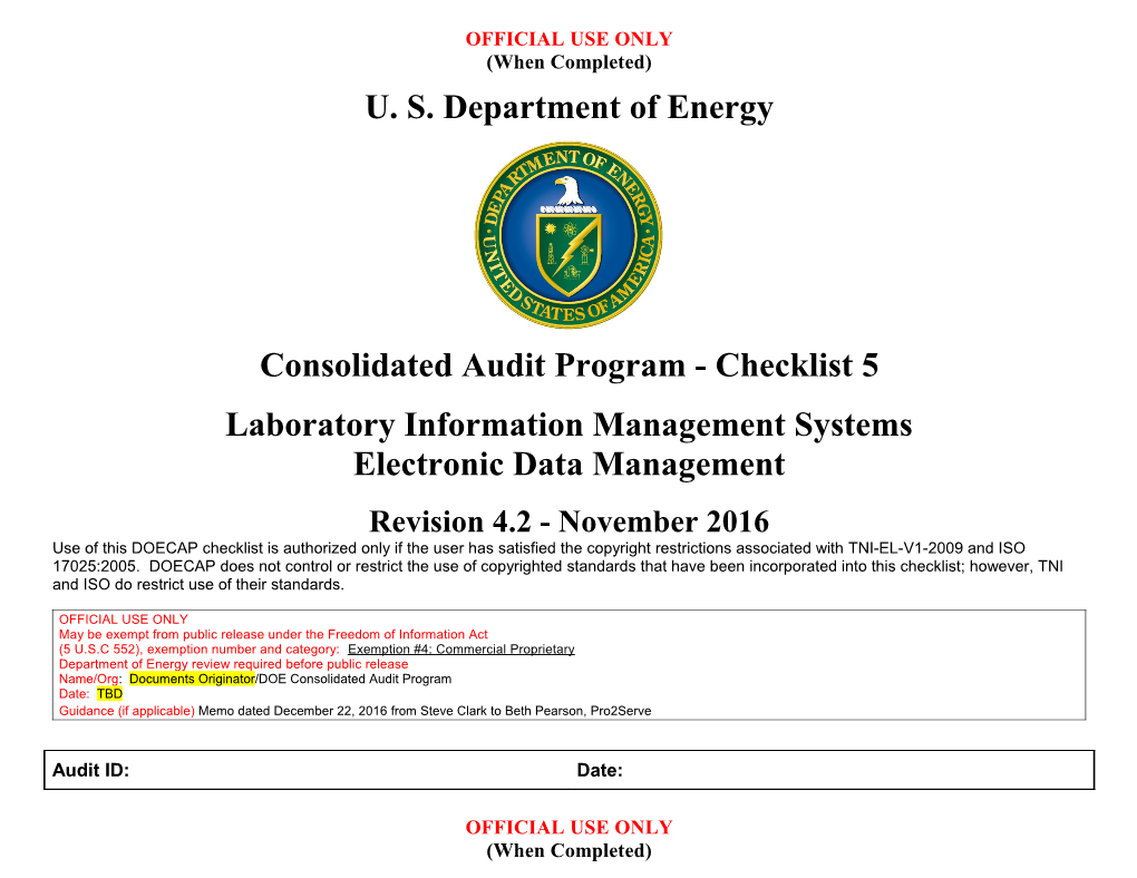 Consolidated Audit Program - Checklist 5