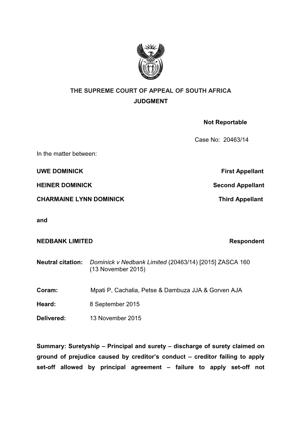 The Supreme Court of Appeal of South Africa s17