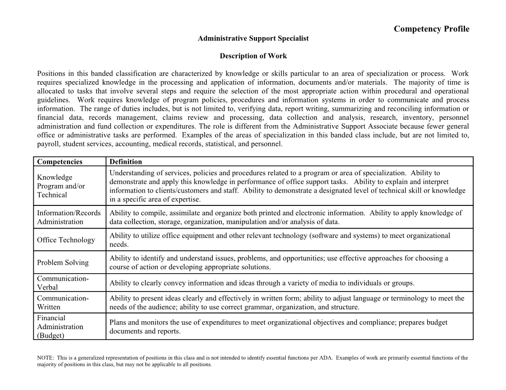 Competency Profile