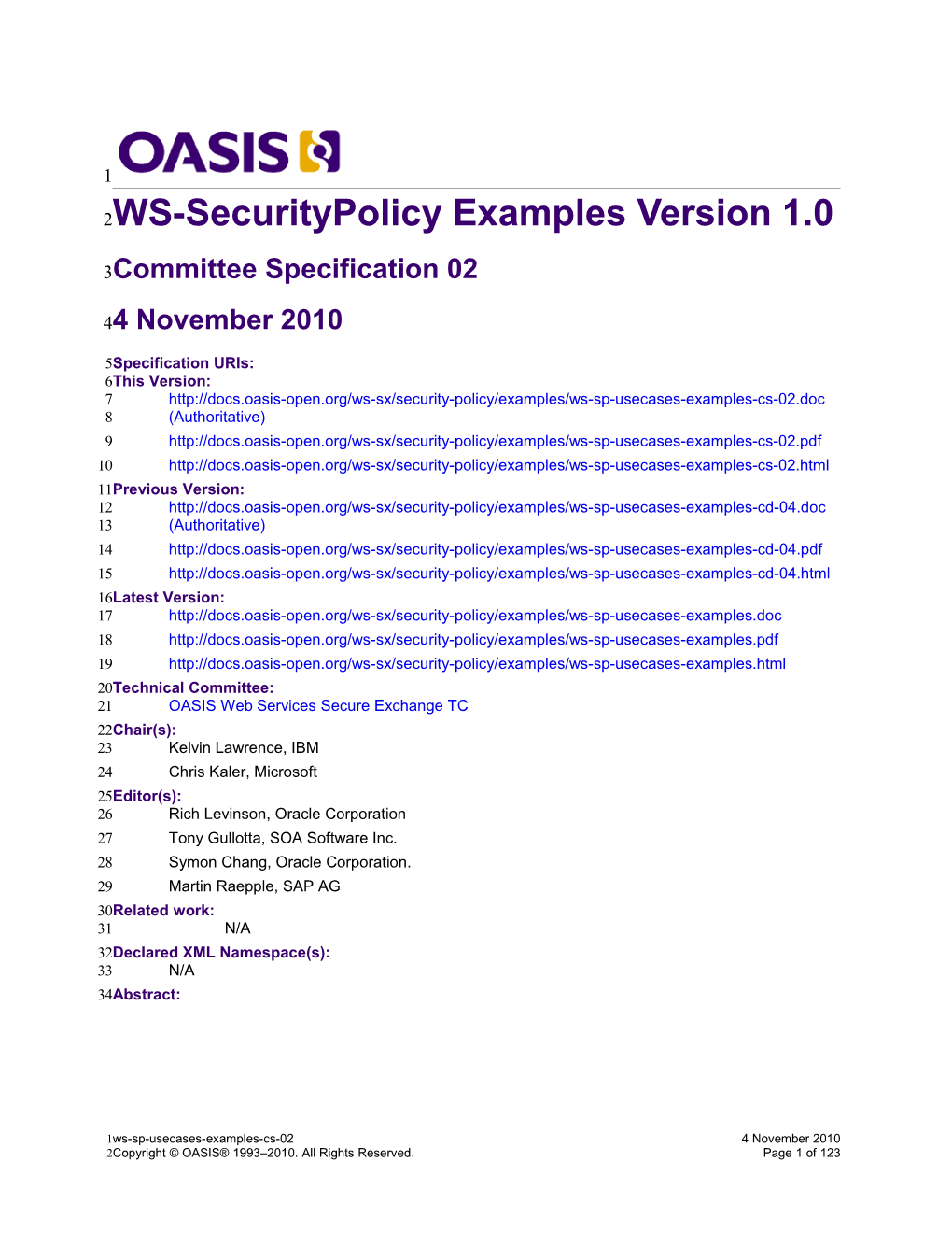 OASIS Specification Template s18