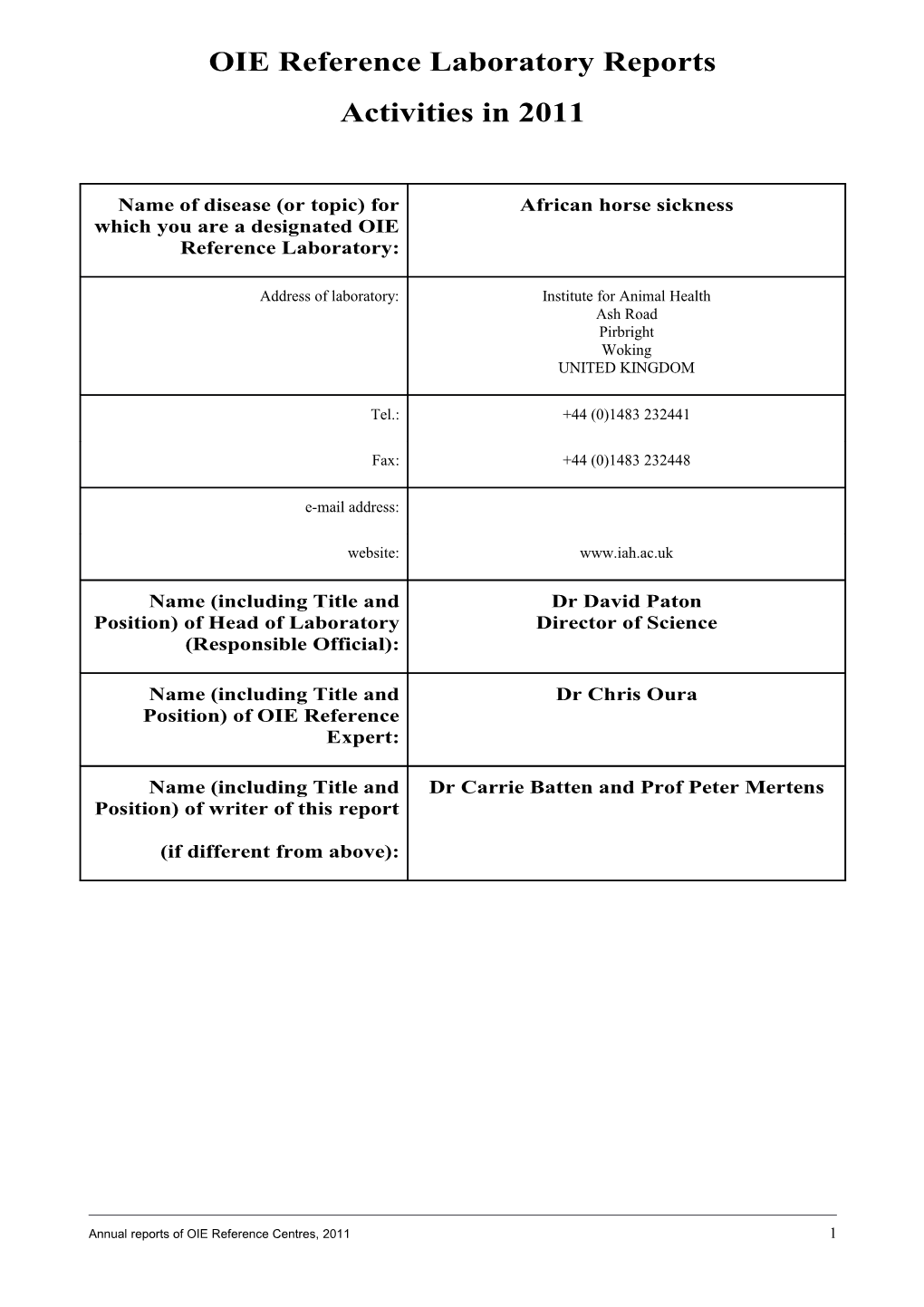 OIE Reference Laboratory Reports s8