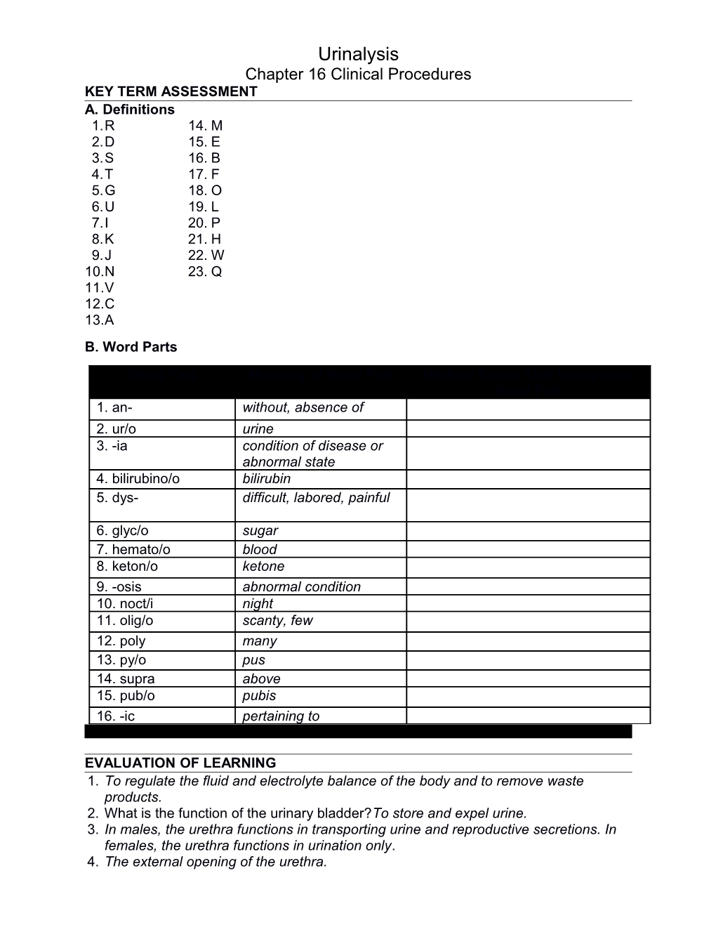 Key Term Assessment