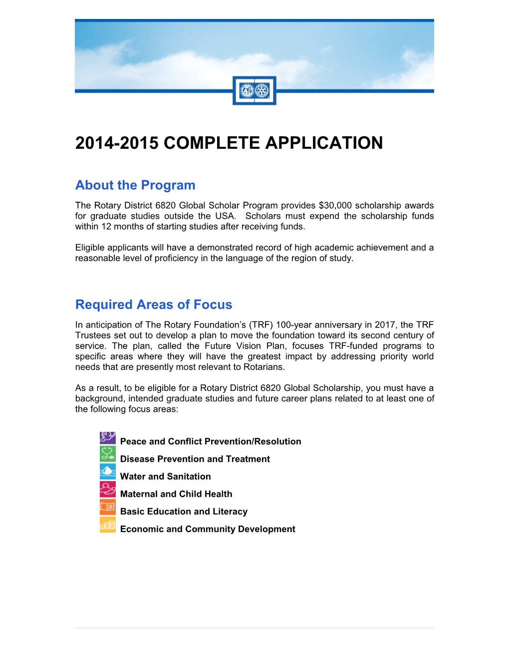 2014-2015 COMPLETE Application