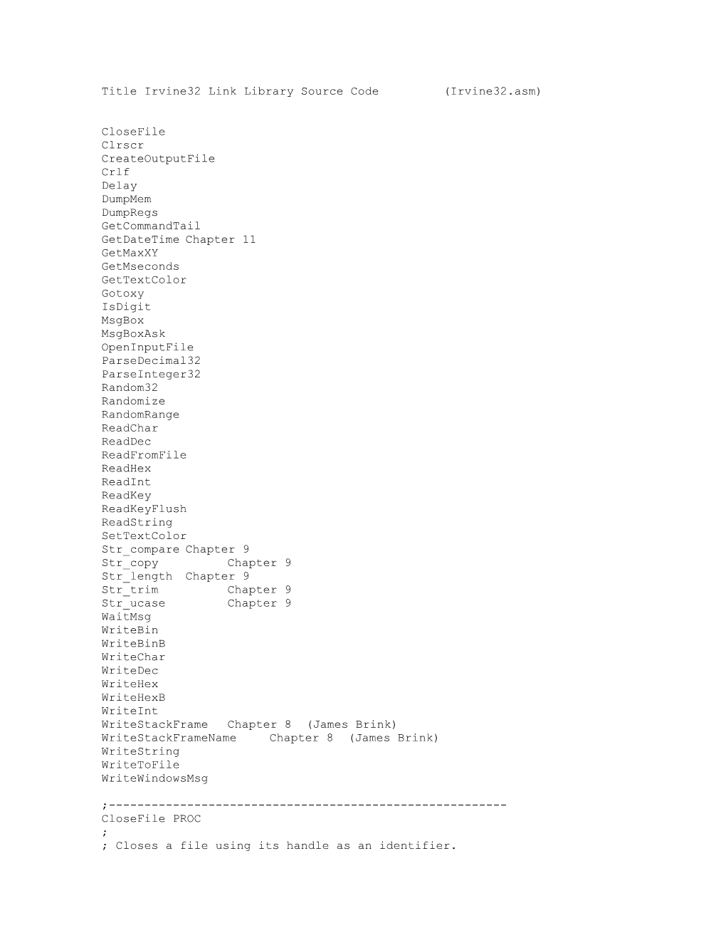Title Irvine32 Link Library Source Code (Irvine32.Asm)