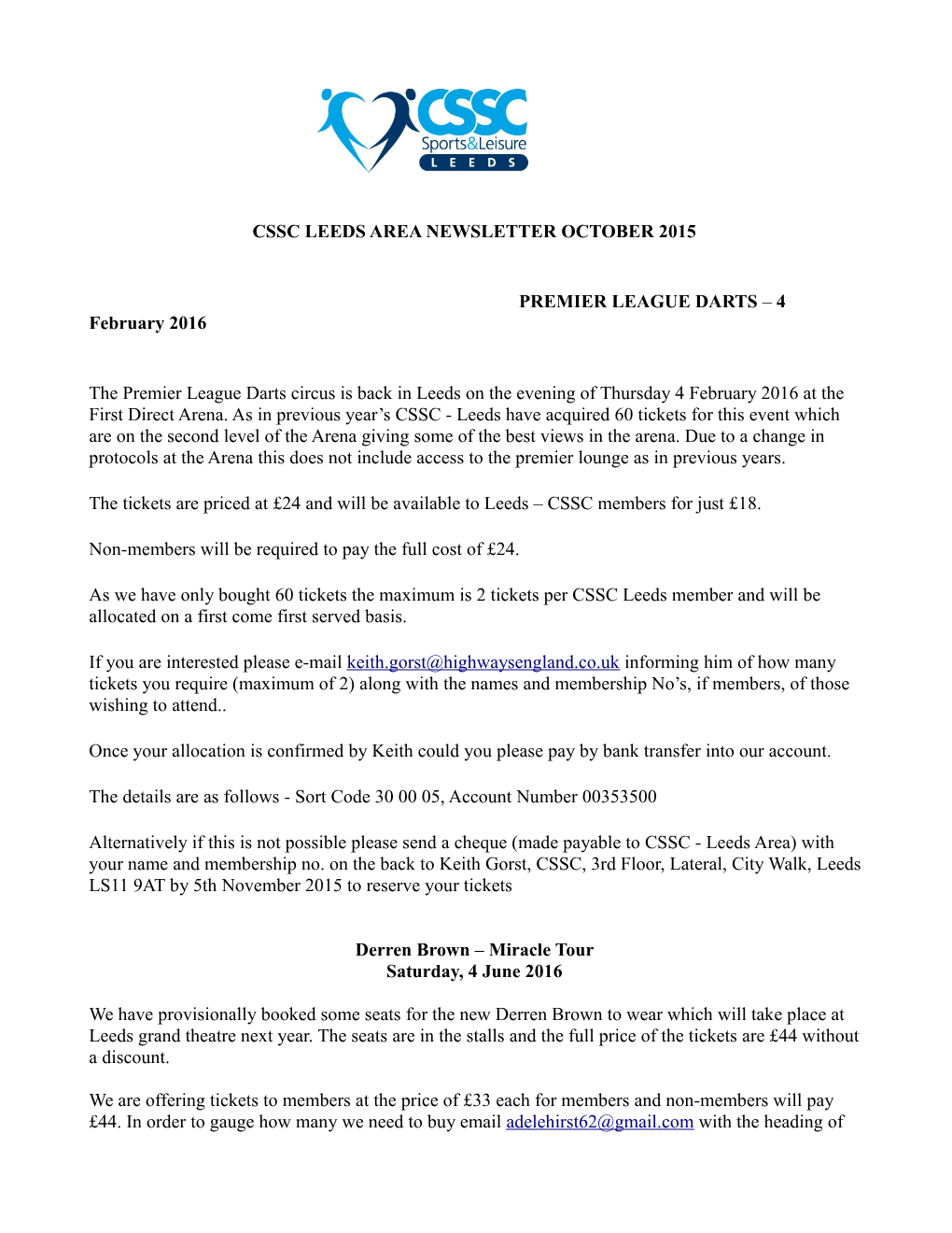 Cssc Leeds Area Newsletter October 2015