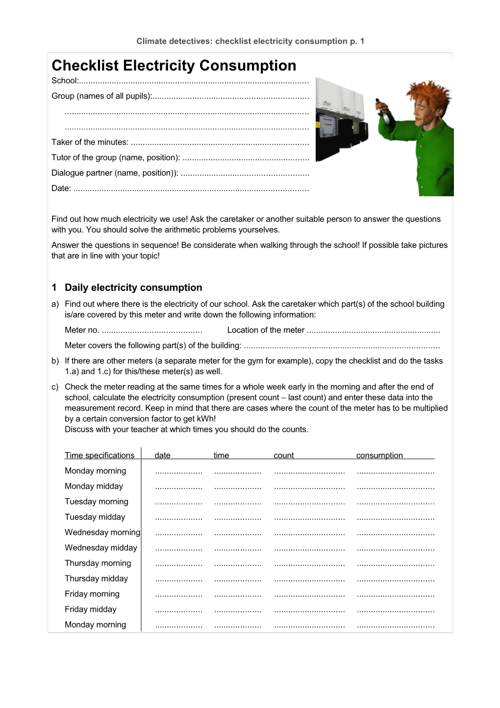 Checklist Electricity Consumption