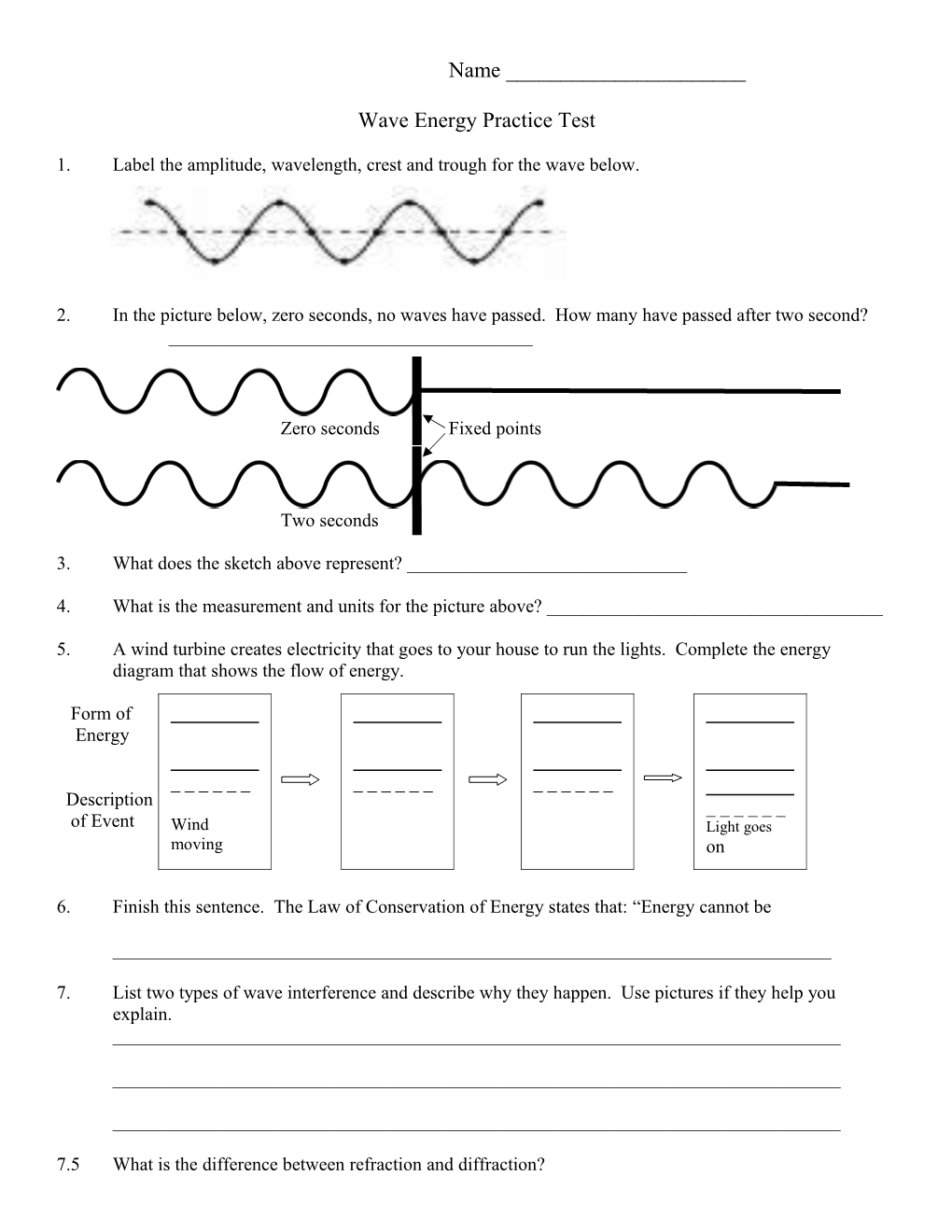 Wave Energy Practice Test