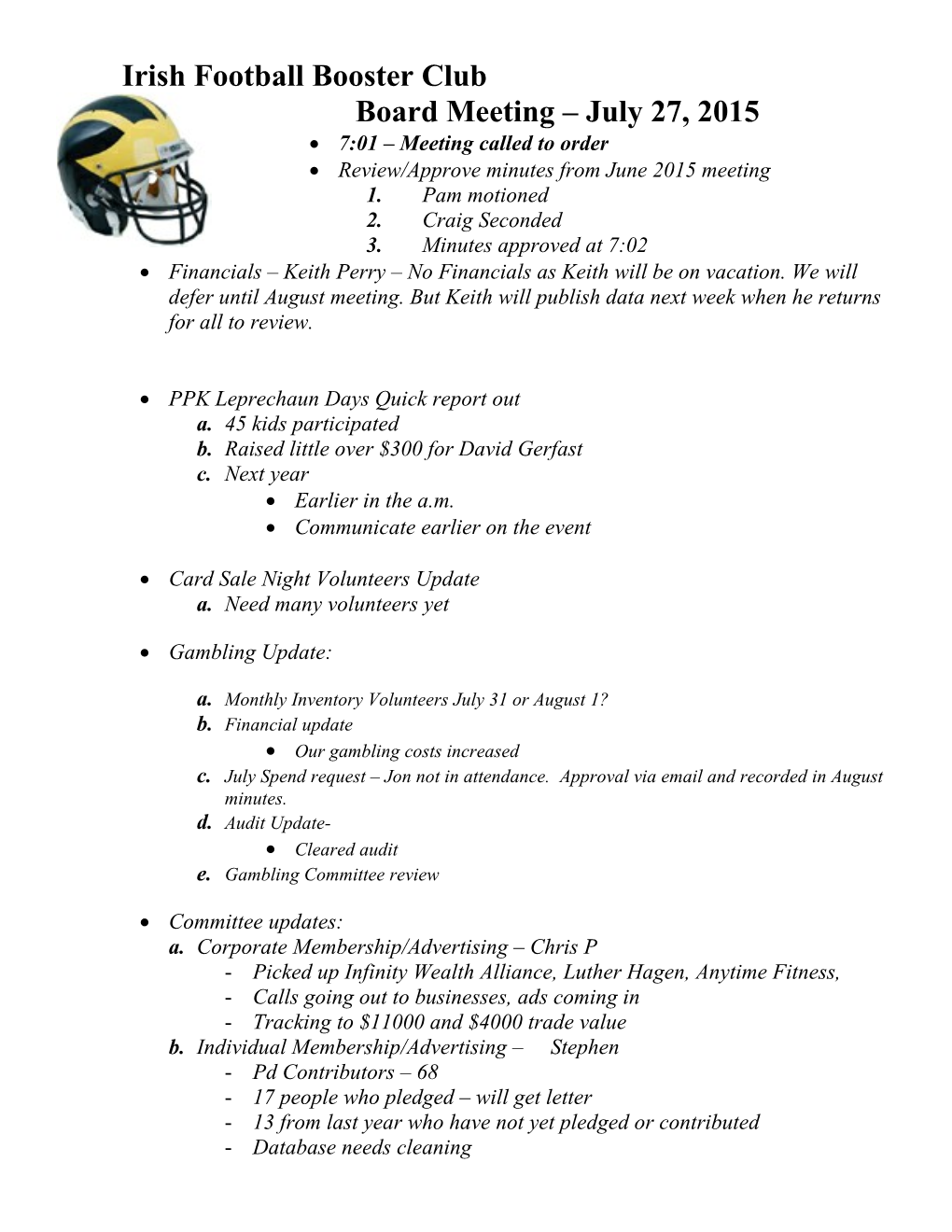 Football Booster Merchandise Sales